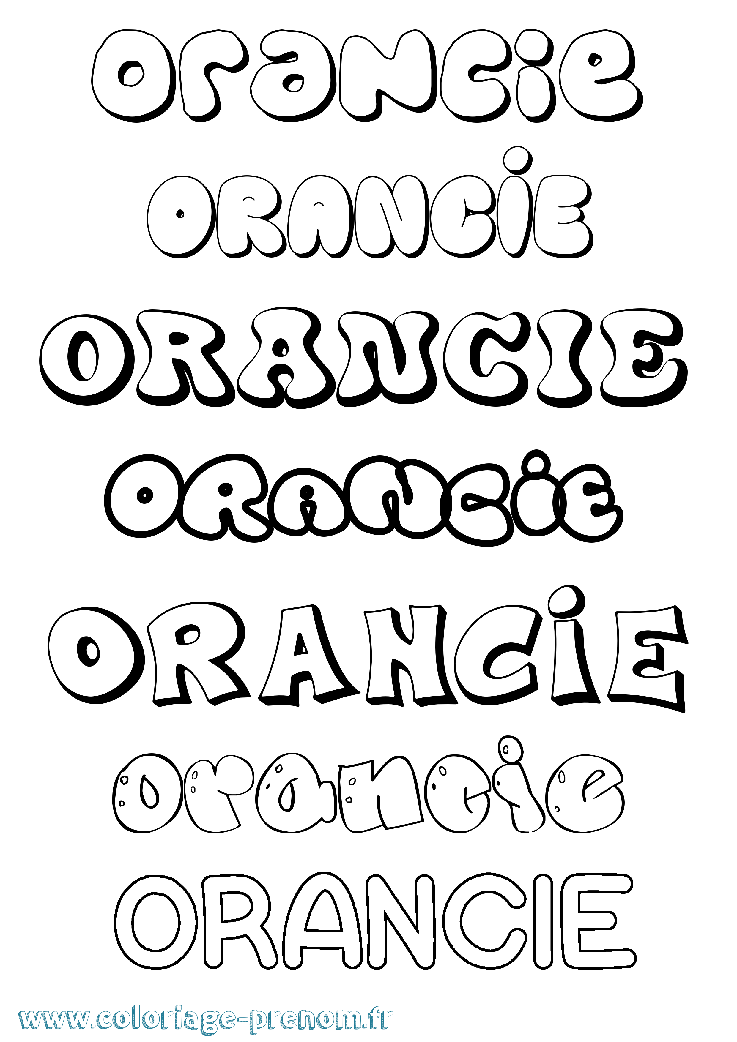 Coloriage Orancie Bubble Coloriage prénom Orancie Bubble