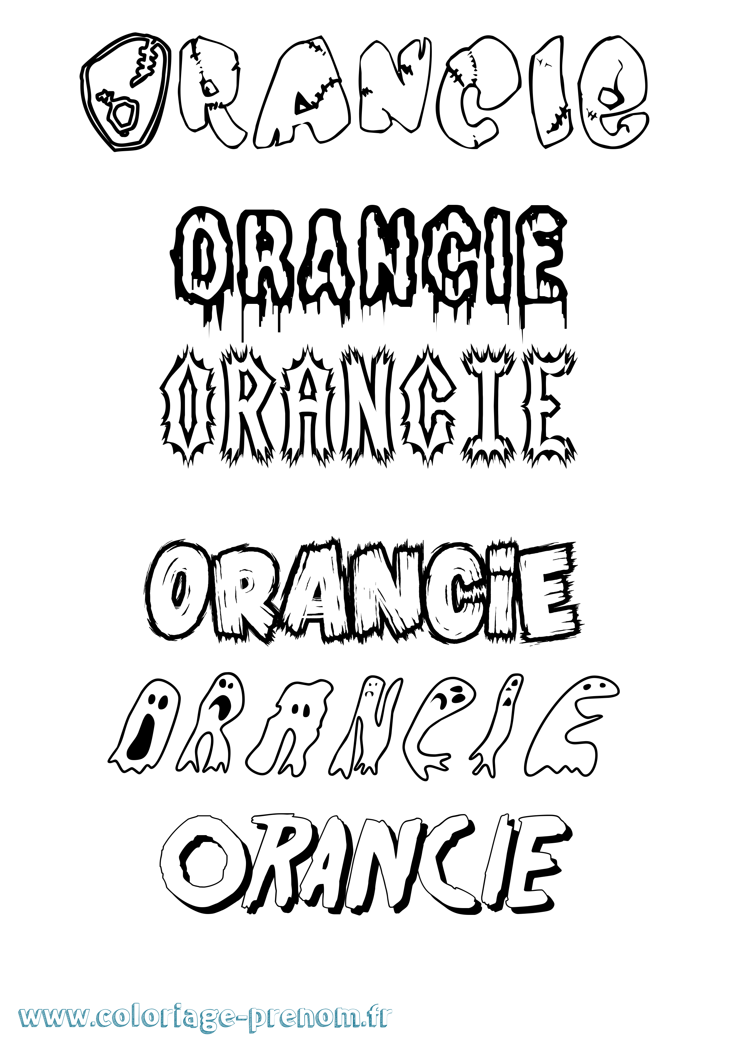 Coloriage Orancie Frisson Coloriage prénom Orancie Frisson