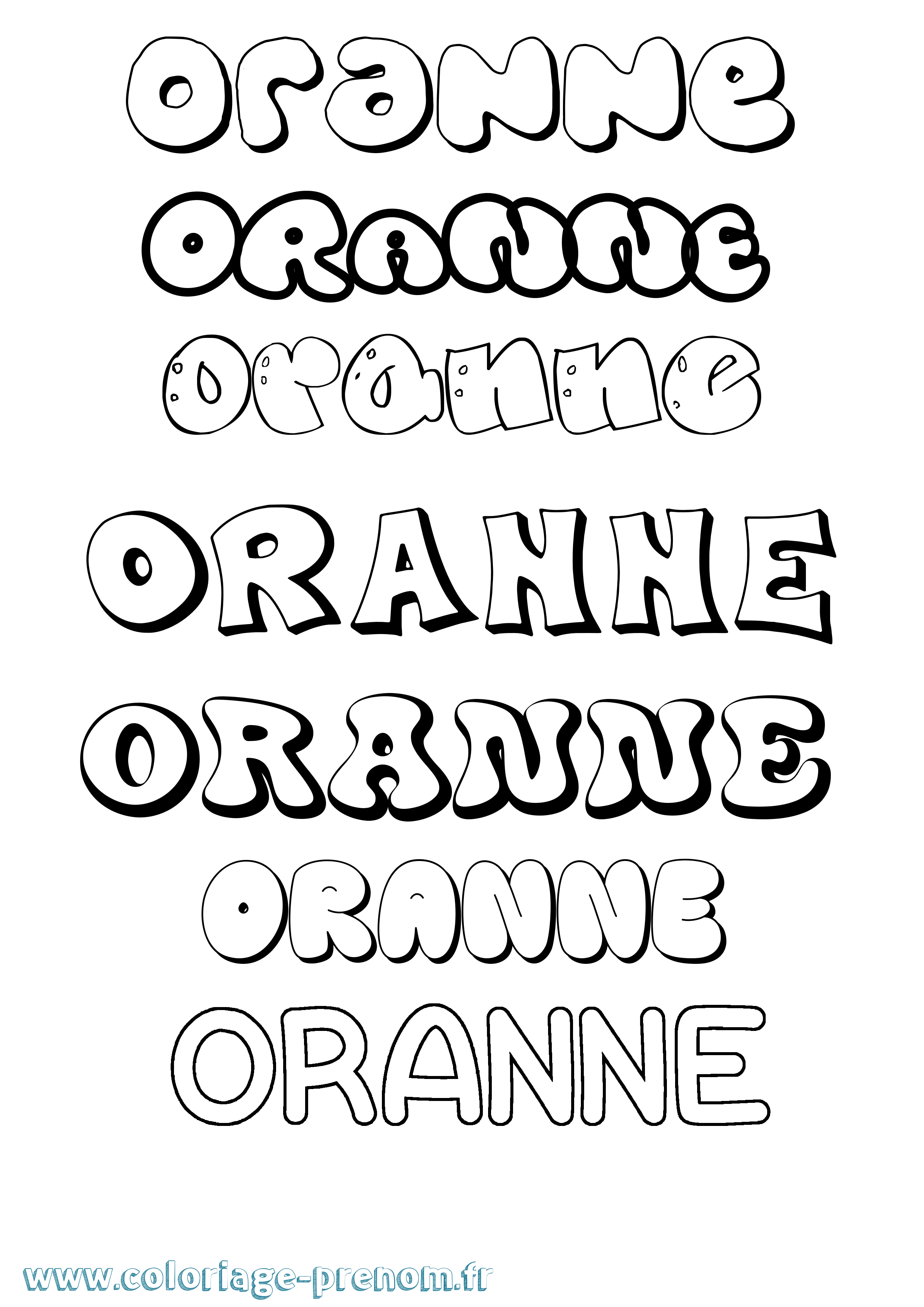 Coloriage Oranne Bubble Coloriage prénom Oranne Bubble