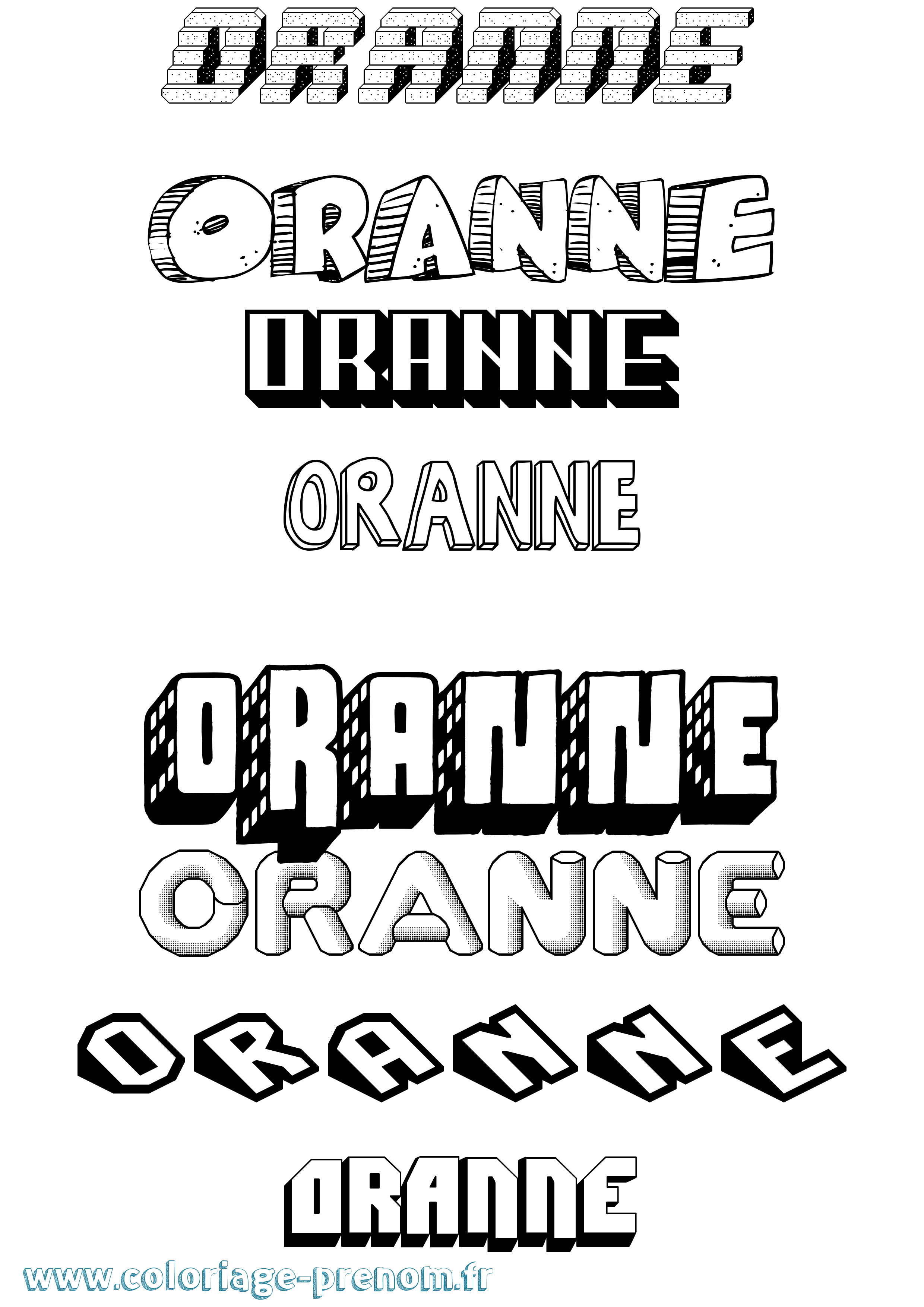 Coloriage Oranne Effet 3D Coloriage prénom Oranne Effet 3D