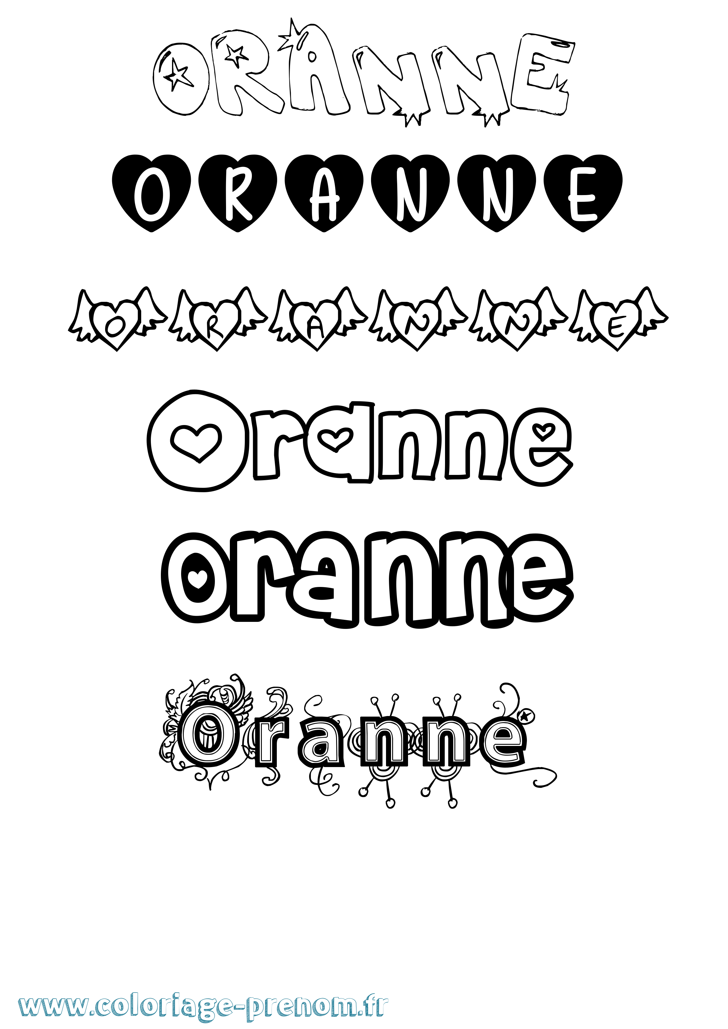 Coloriage Oranne Girly Coloriage prénom Oranne Girly