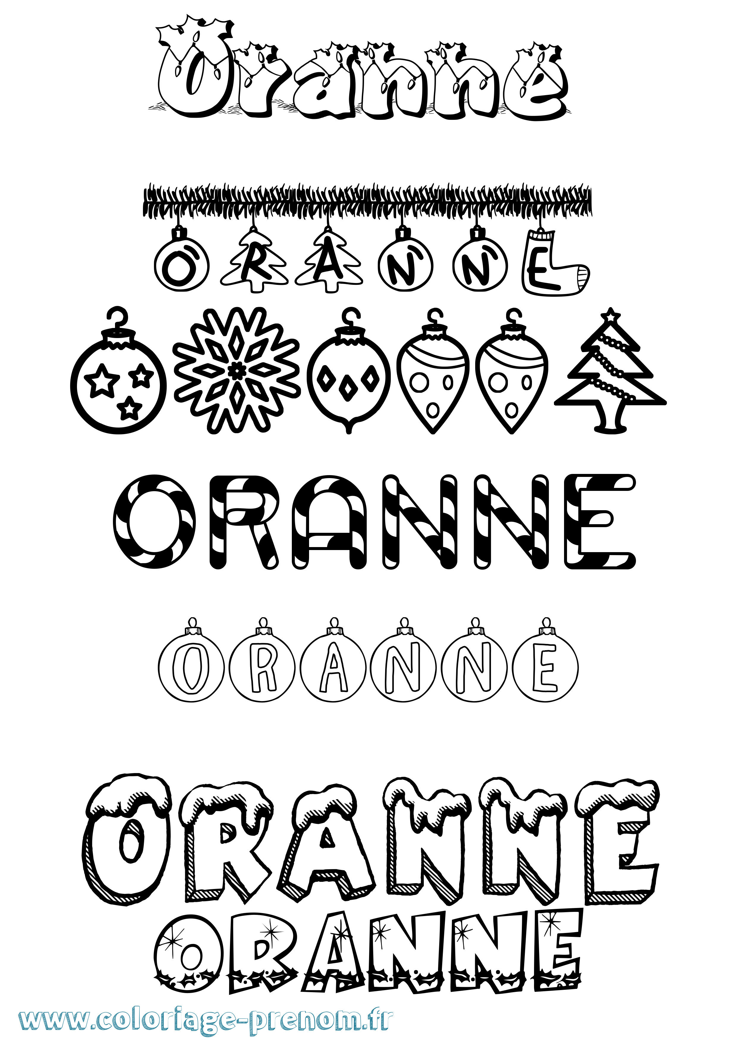 Coloriage Oranne Noël Coloriage prénom Oranne Noël