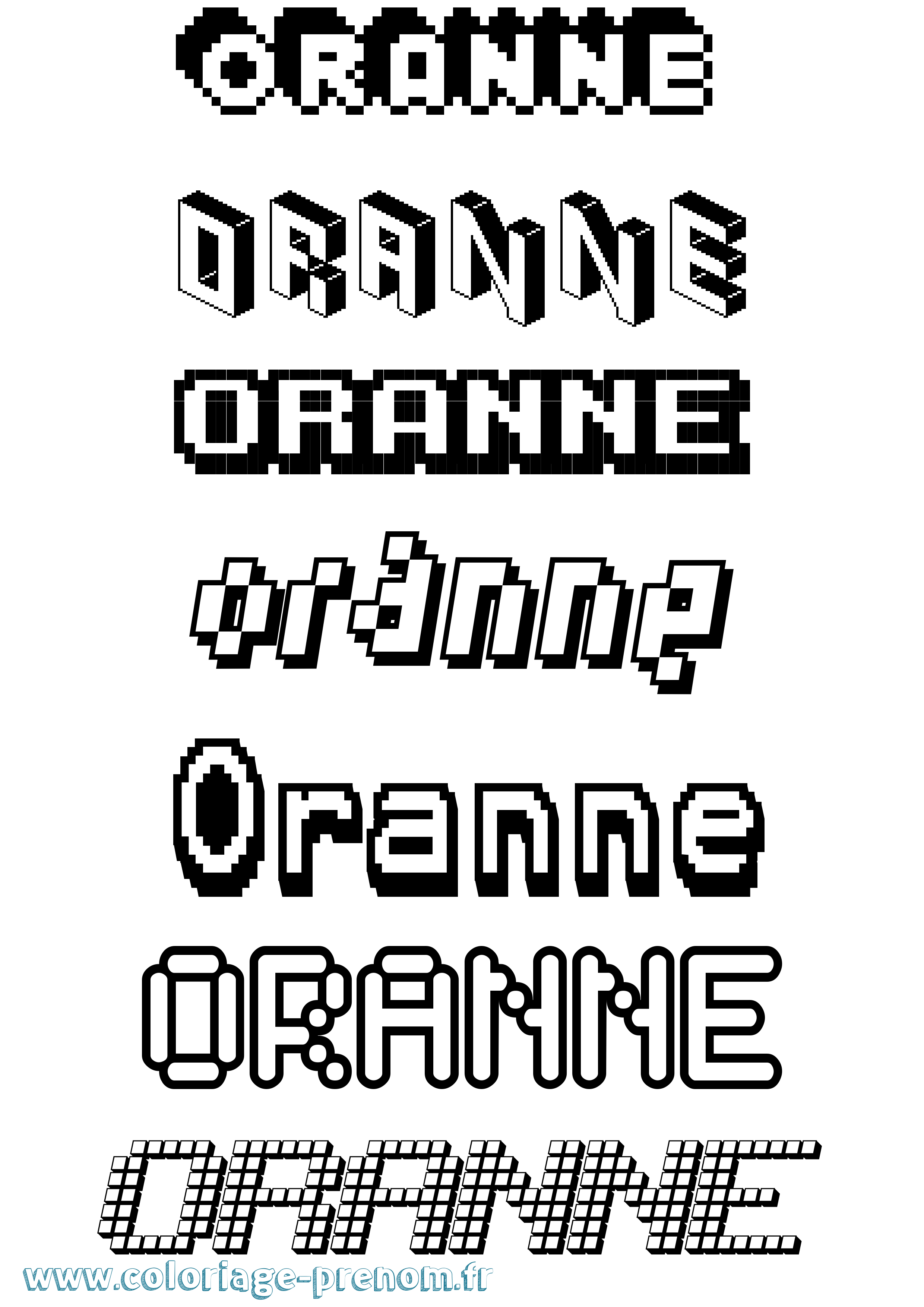 Coloriage Oranne Pixel Coloriage prénom Oranne Pixel