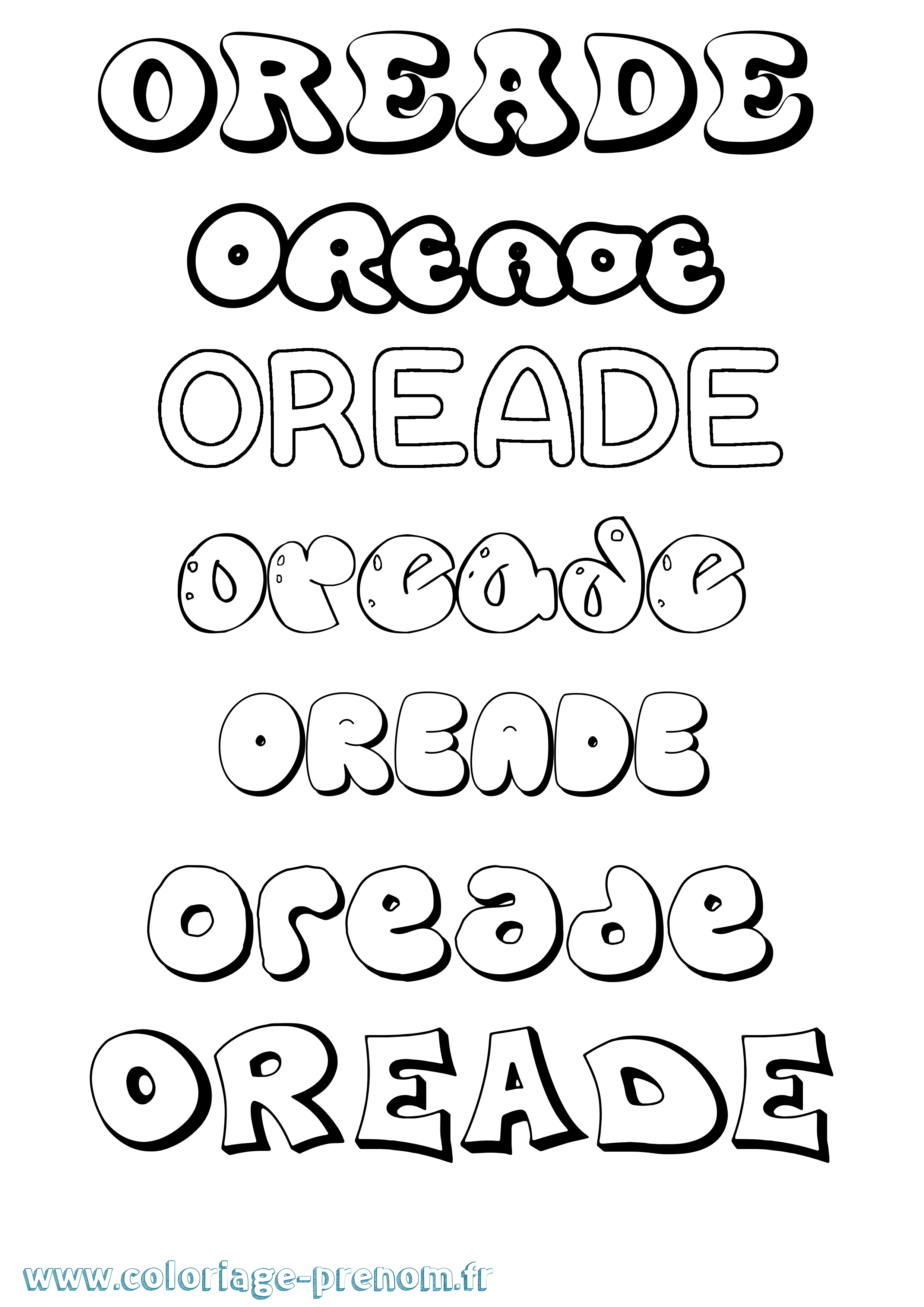 Coloriage Oreade Bubble Coloriage prénom Oreade Bubble