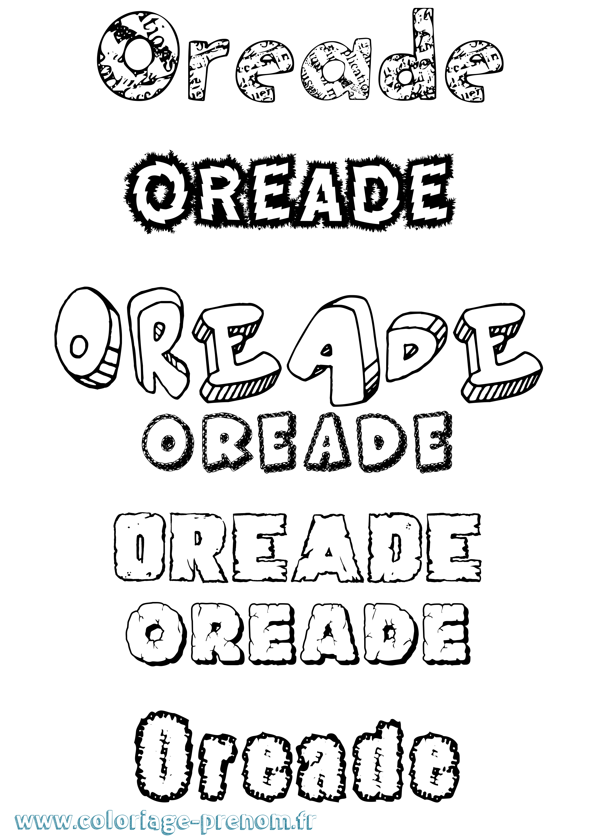 Coloriage Oreade Destructuré Coloriage prénom Oreade Destructuré