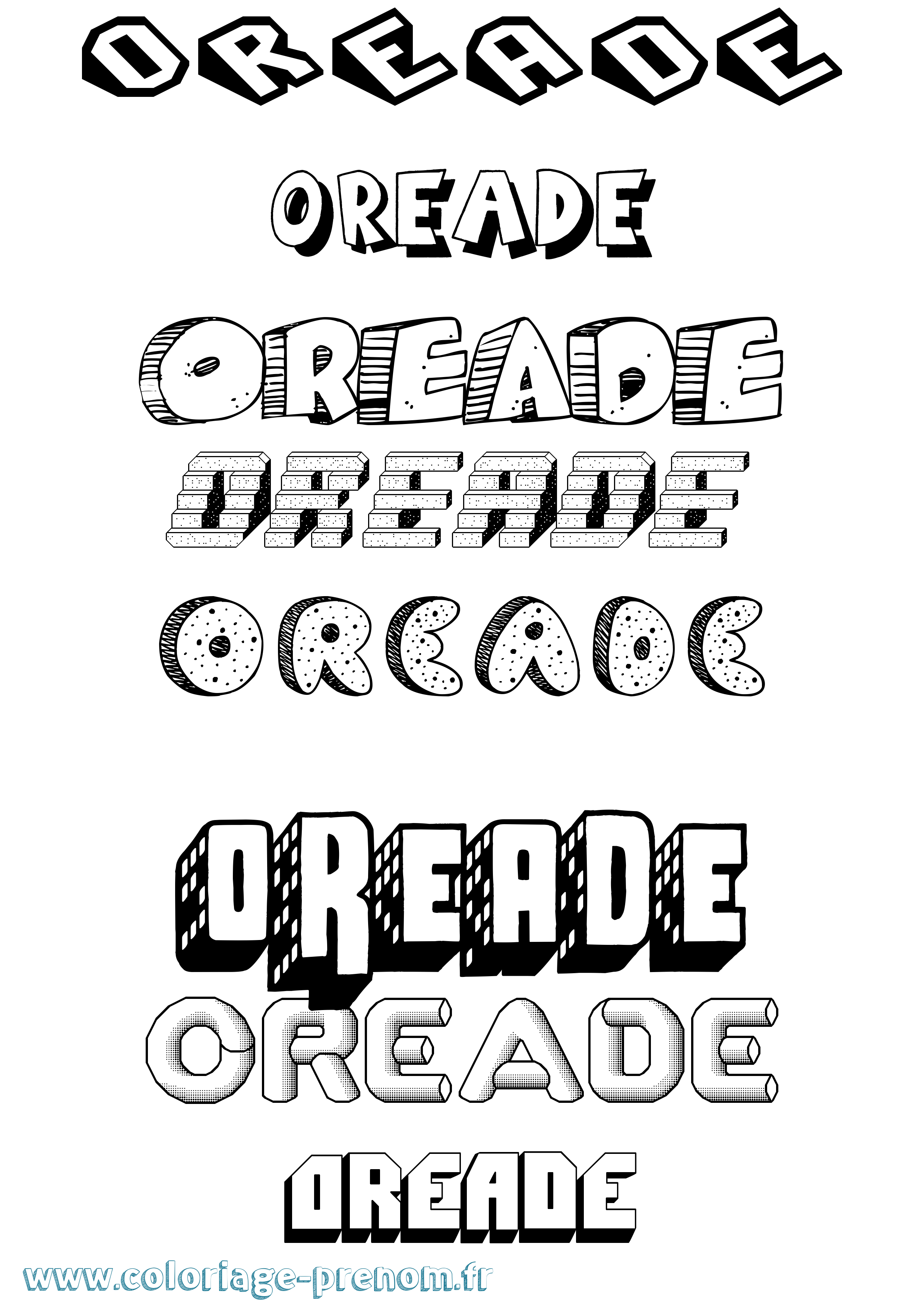 Coloriage Oreade Effet 3D Coloriage prénom Oreade Effet 3D