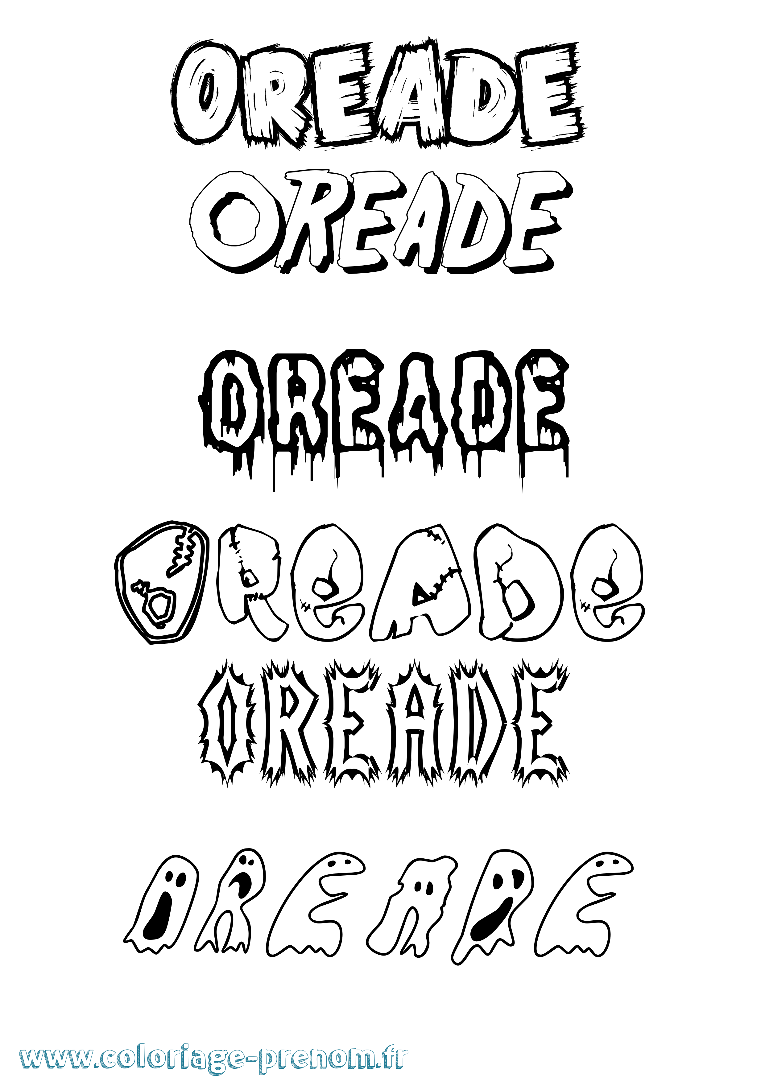 Coloriage Oreade Frisson Coloriage prénom Oreade Frisson