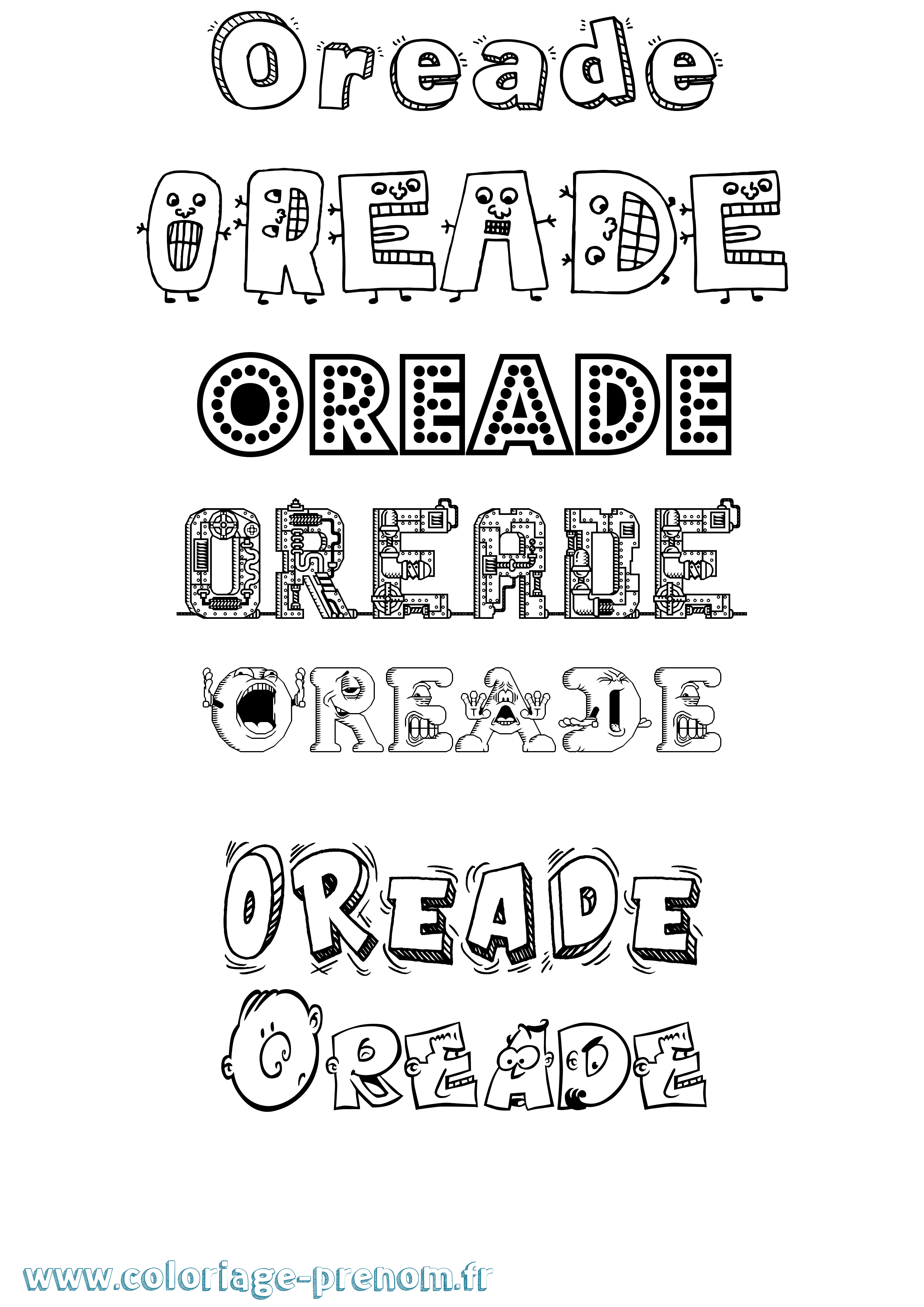 Coloriage Oreade Fun Coloriage prénom Oreade Fun