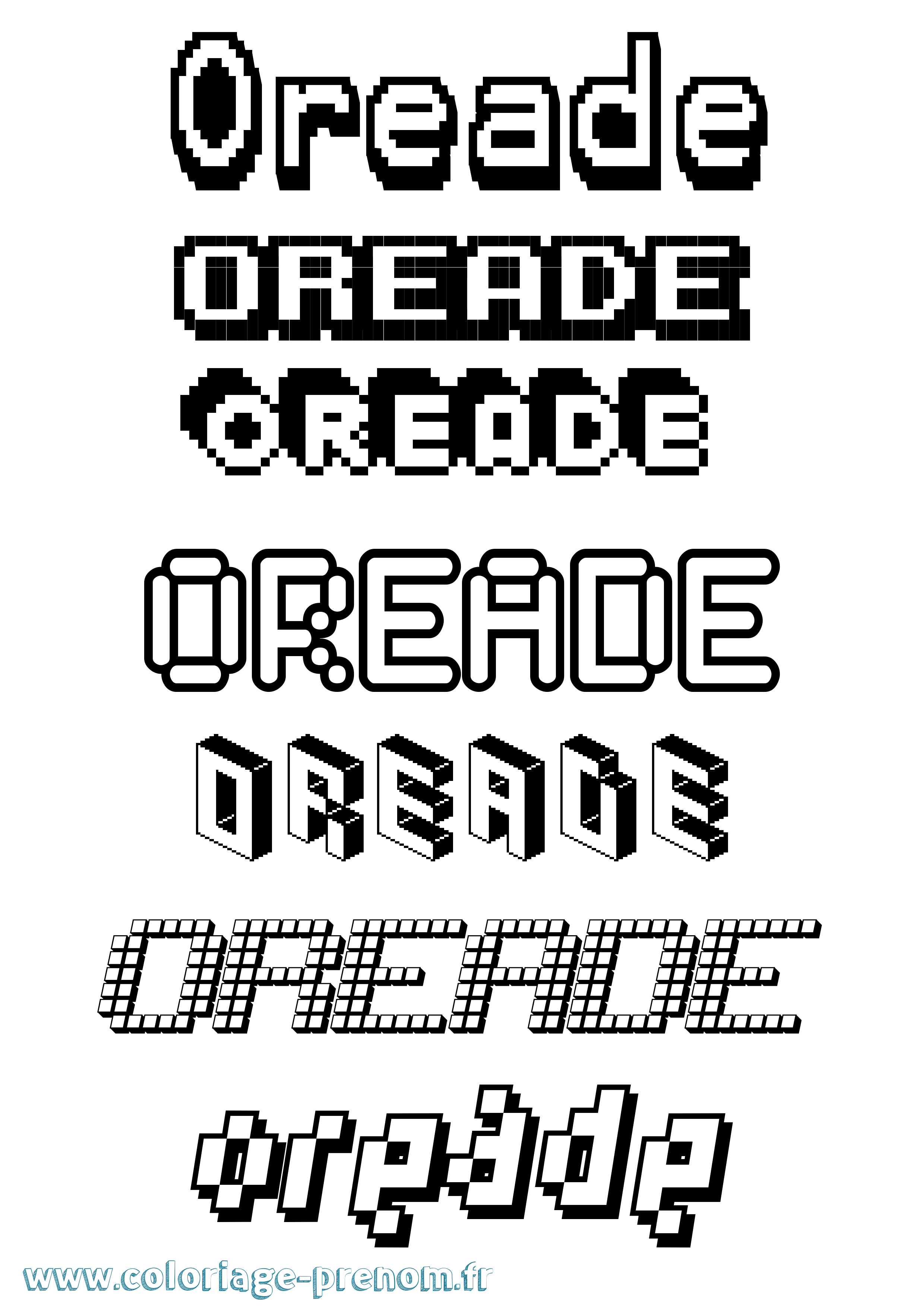 Coloriage Oreade Pixel Coloriage prénom Oreade Pixel