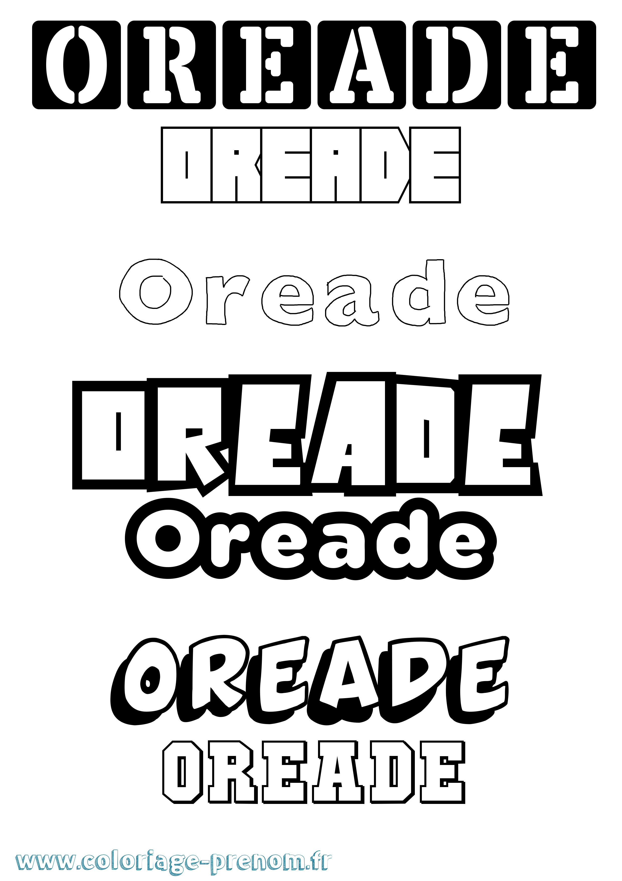 Coloriage Oreade Simple Coloriage prénom Oreade Simple
