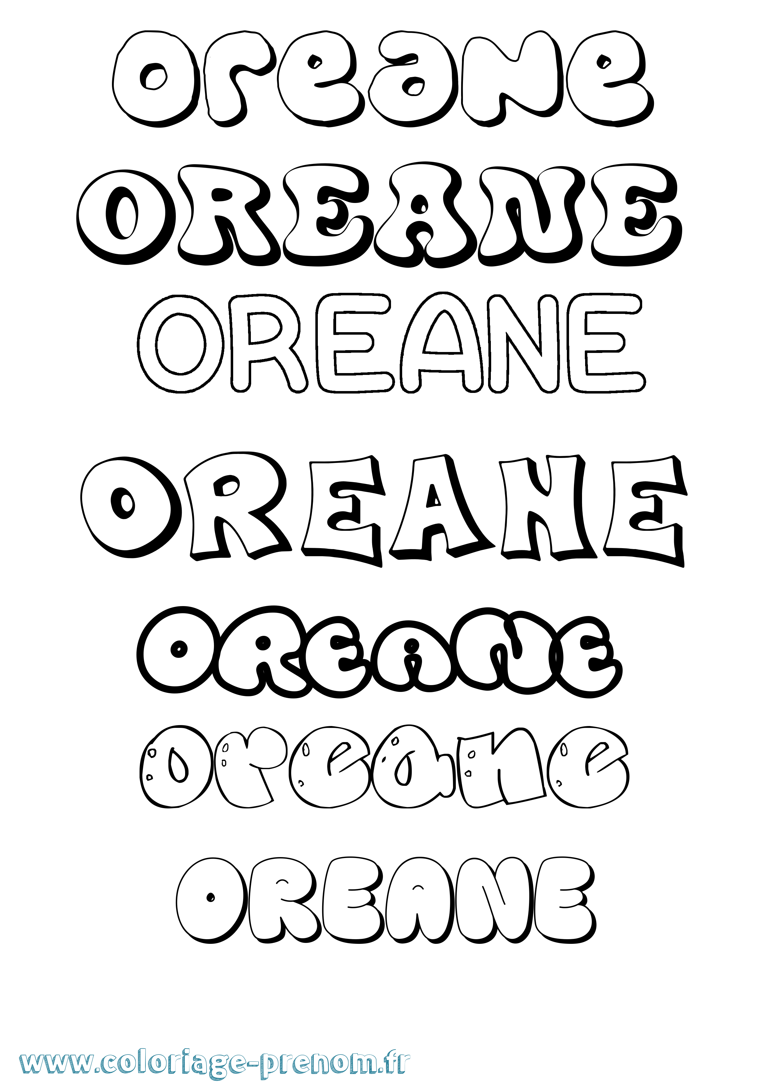 Coloriage Oreane Bubble Coloriage prénom Oreane Bubble