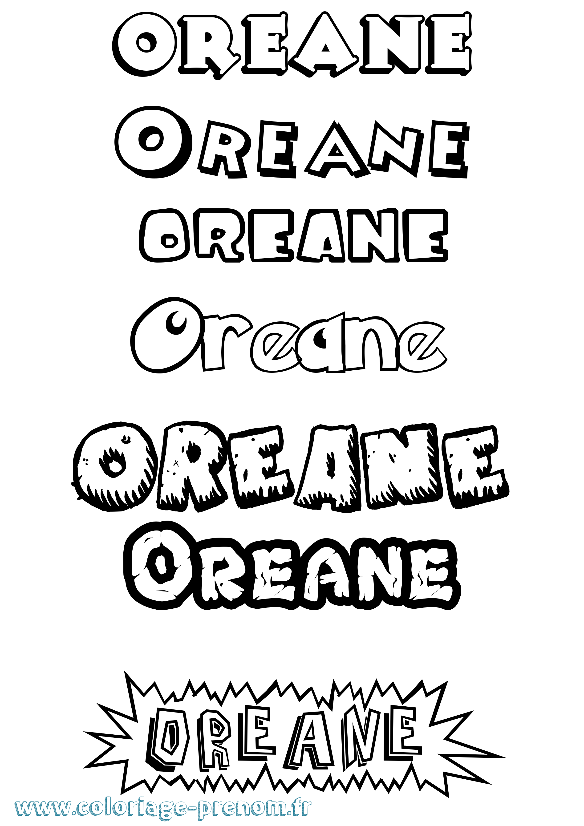 Coloriage Oreane Dessin Animé Coloriage prénom Oreane Dessin Animé