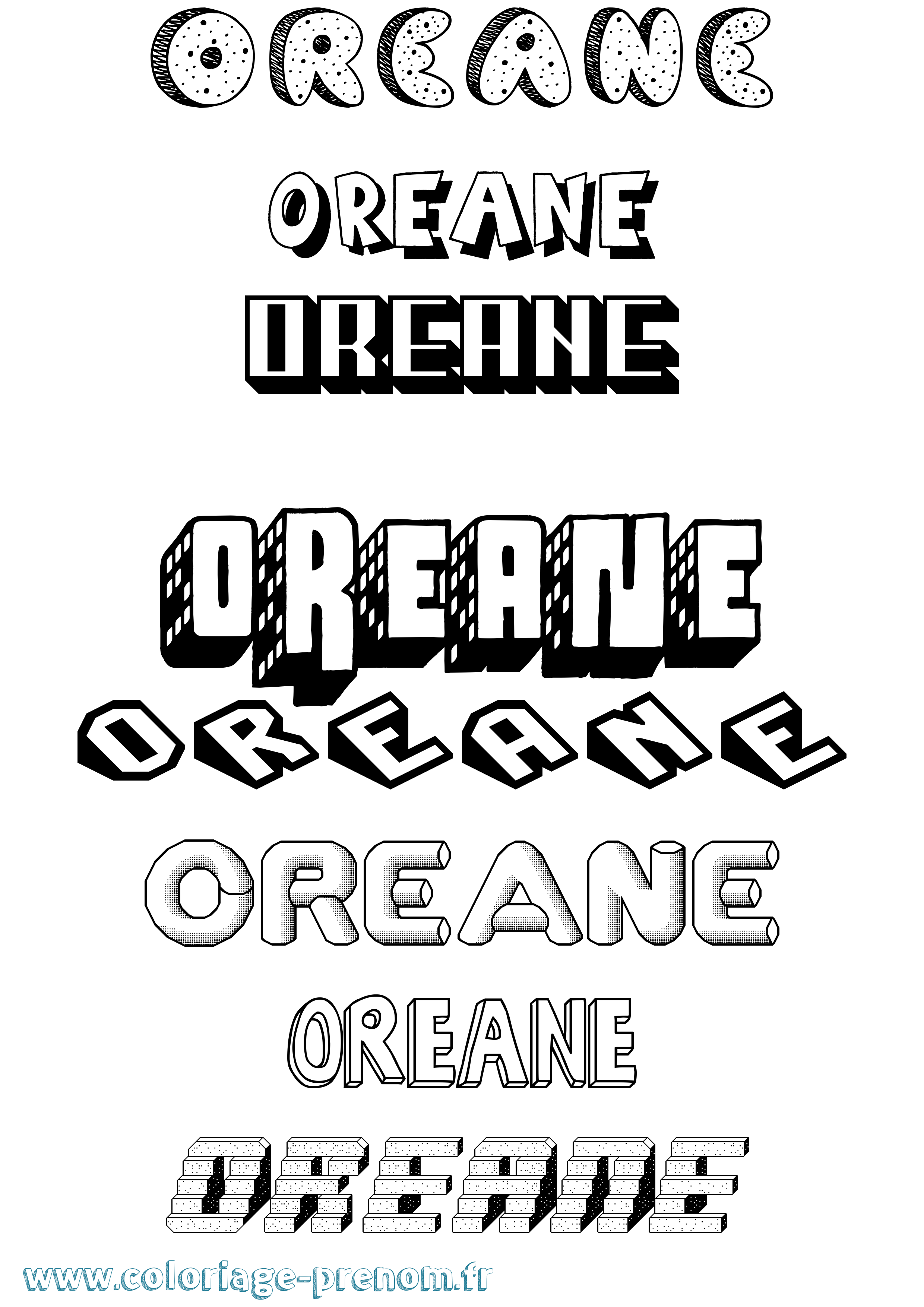 Coloriage Oreane Effet 3D Coloriage prénom Oreane Effet 3D