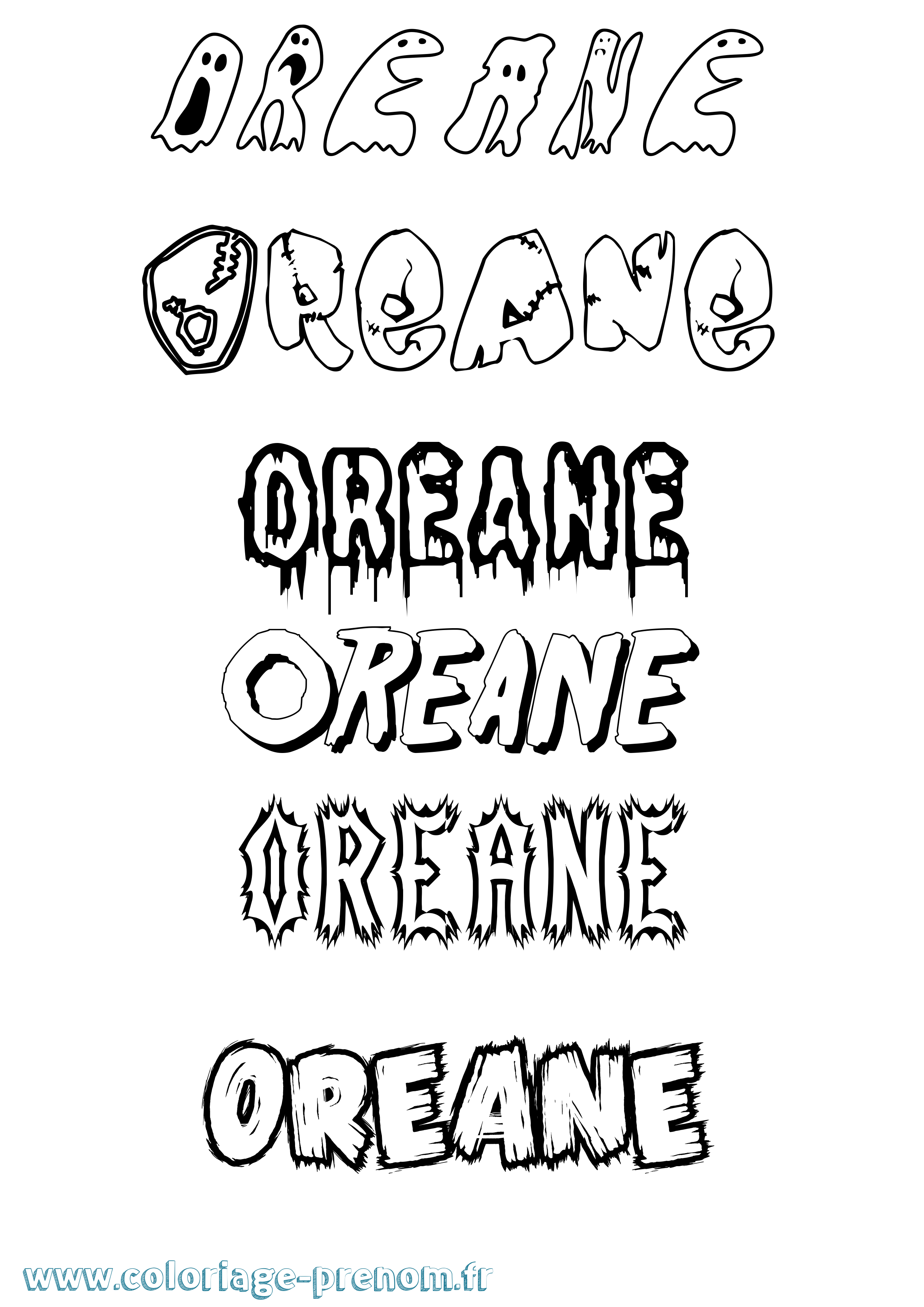 Coloriage Oreane Frisson Coloriage prénom Oreane Frisson