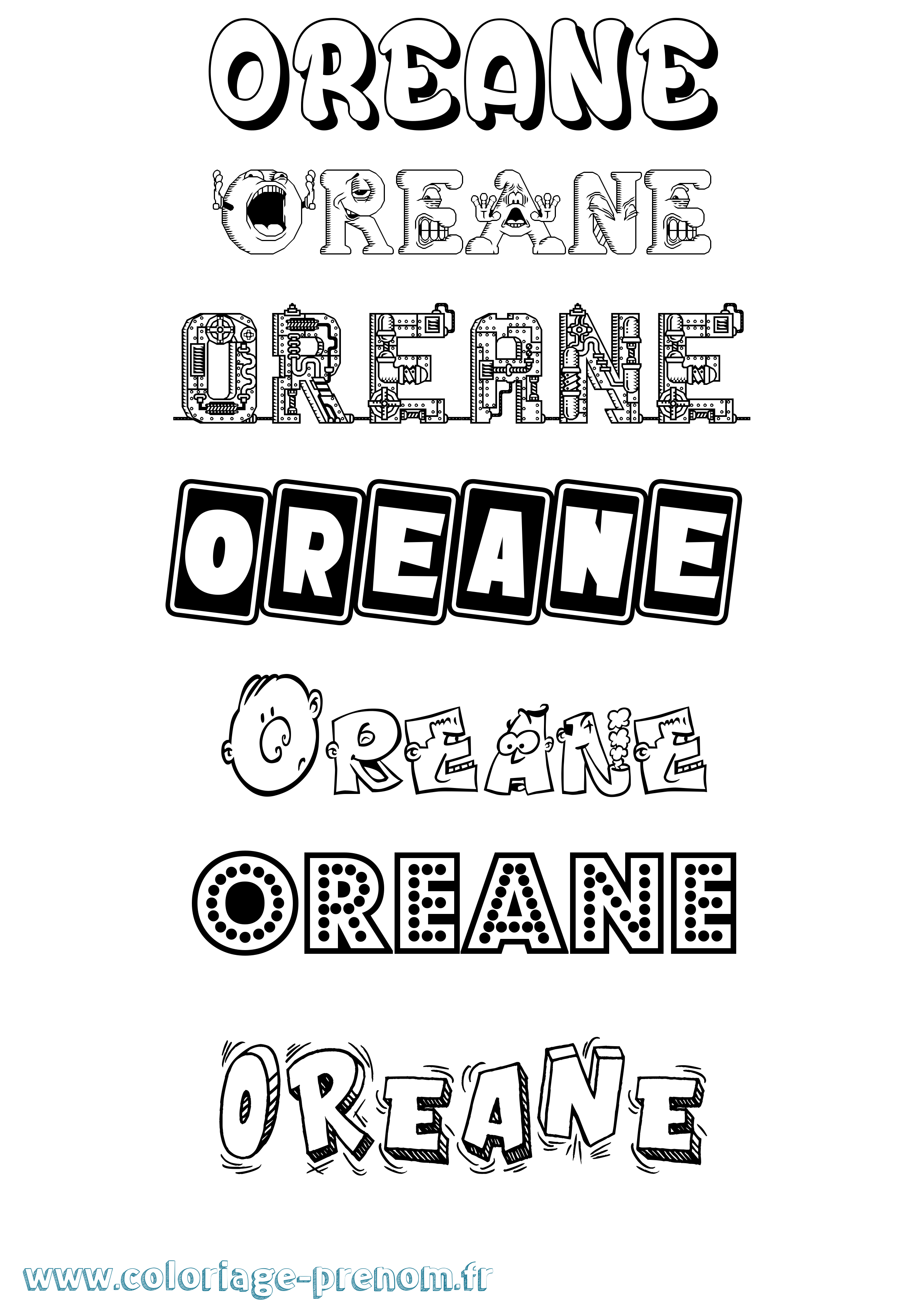 Coloriage Oreane Fun Coloriage prénom Oreane Fun