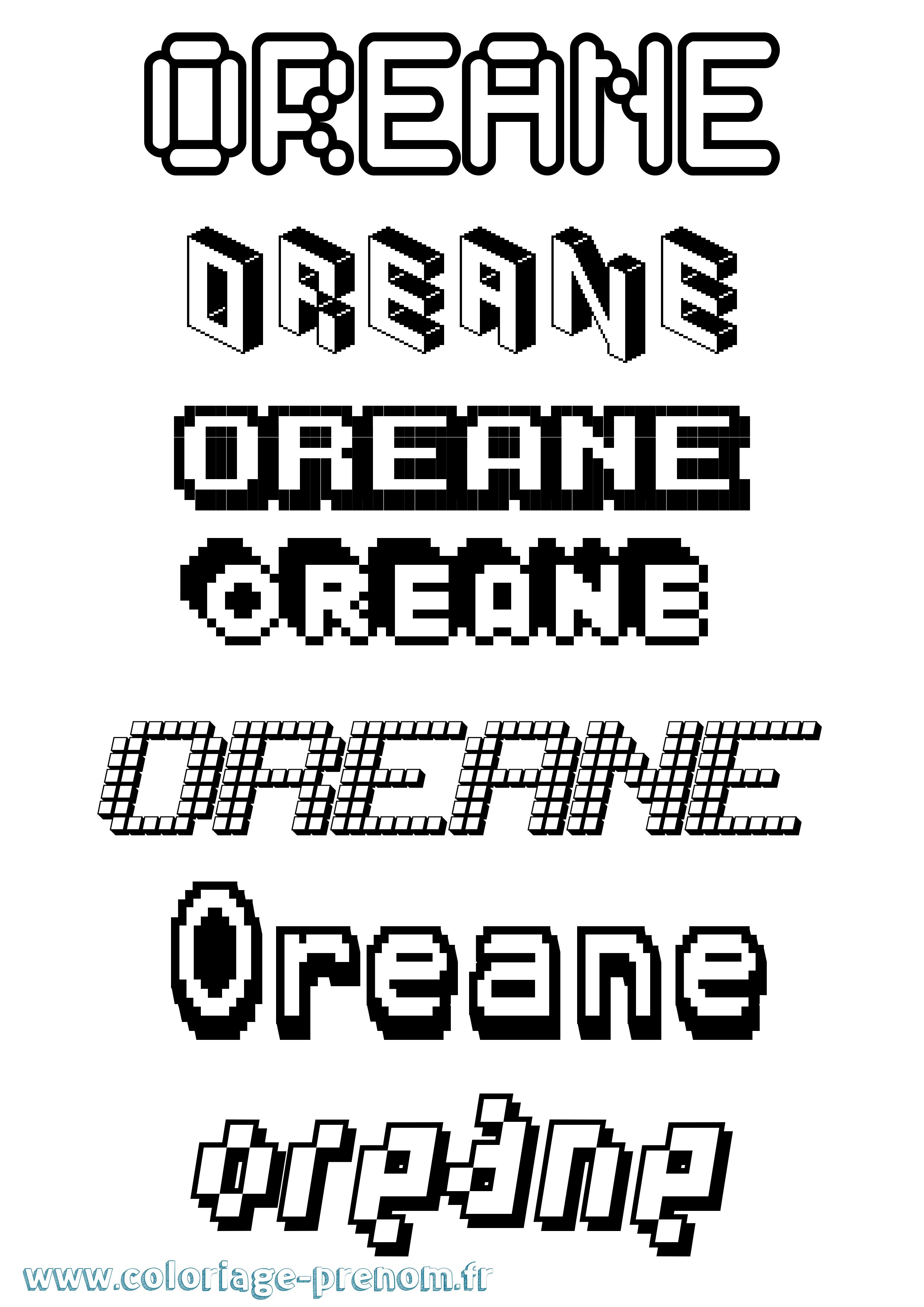 Coloriage Oreane Pixel Coloriage prénom Oreane Pixel