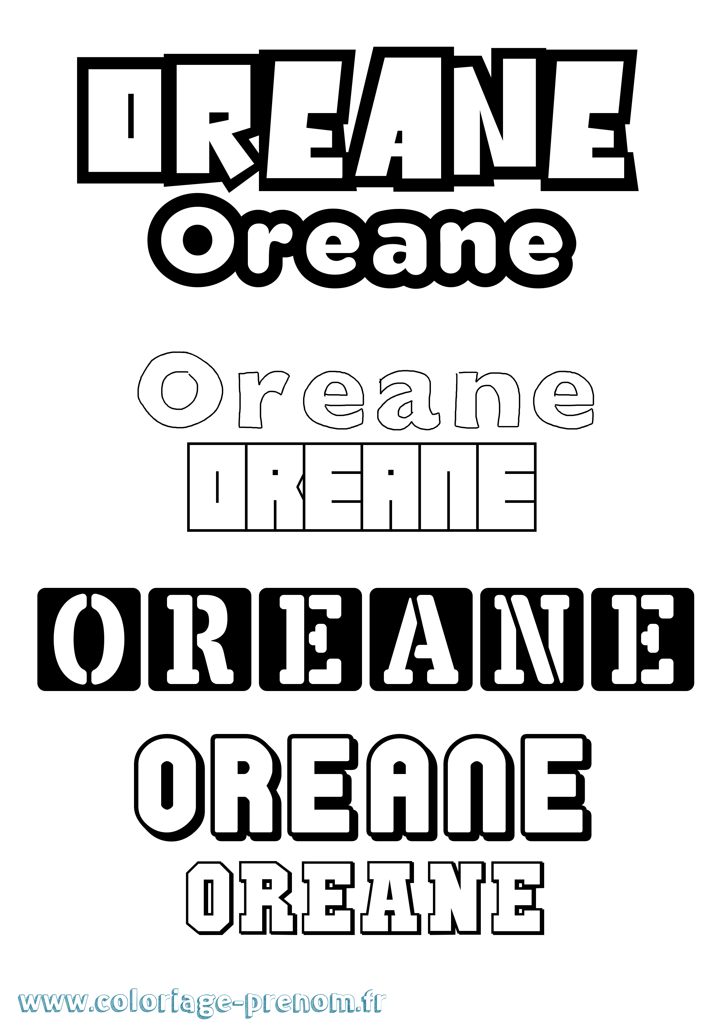 Coloriage Oreane Simple Coloriage prénom Oreane Simple