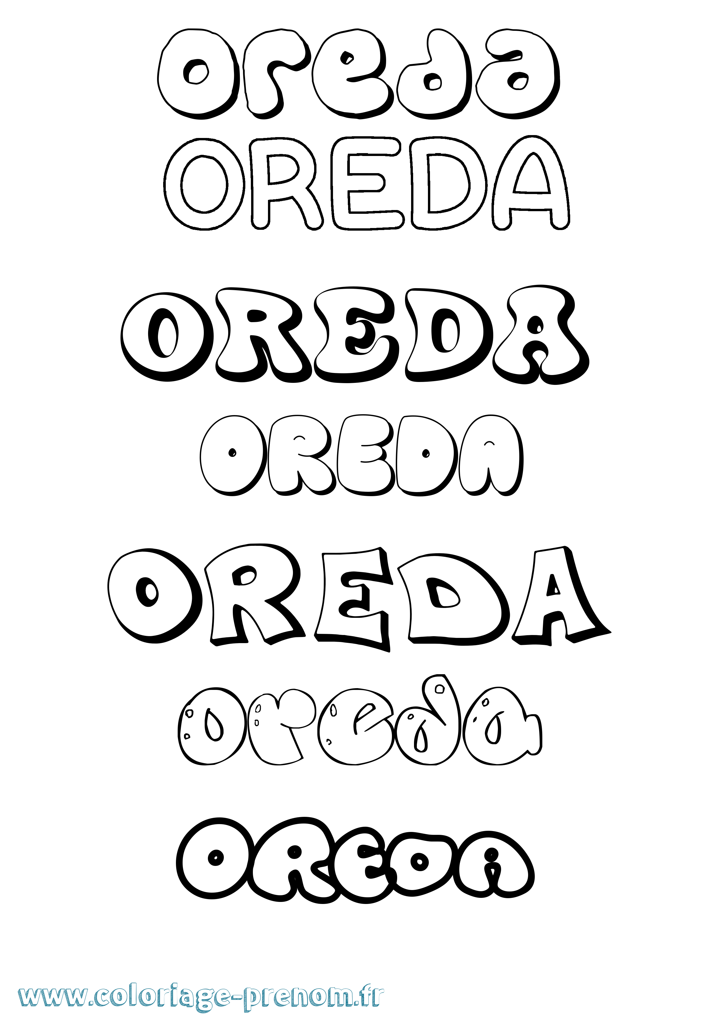 Coloriage Oreda Bubble Coloriage prénom Oreda Bubble