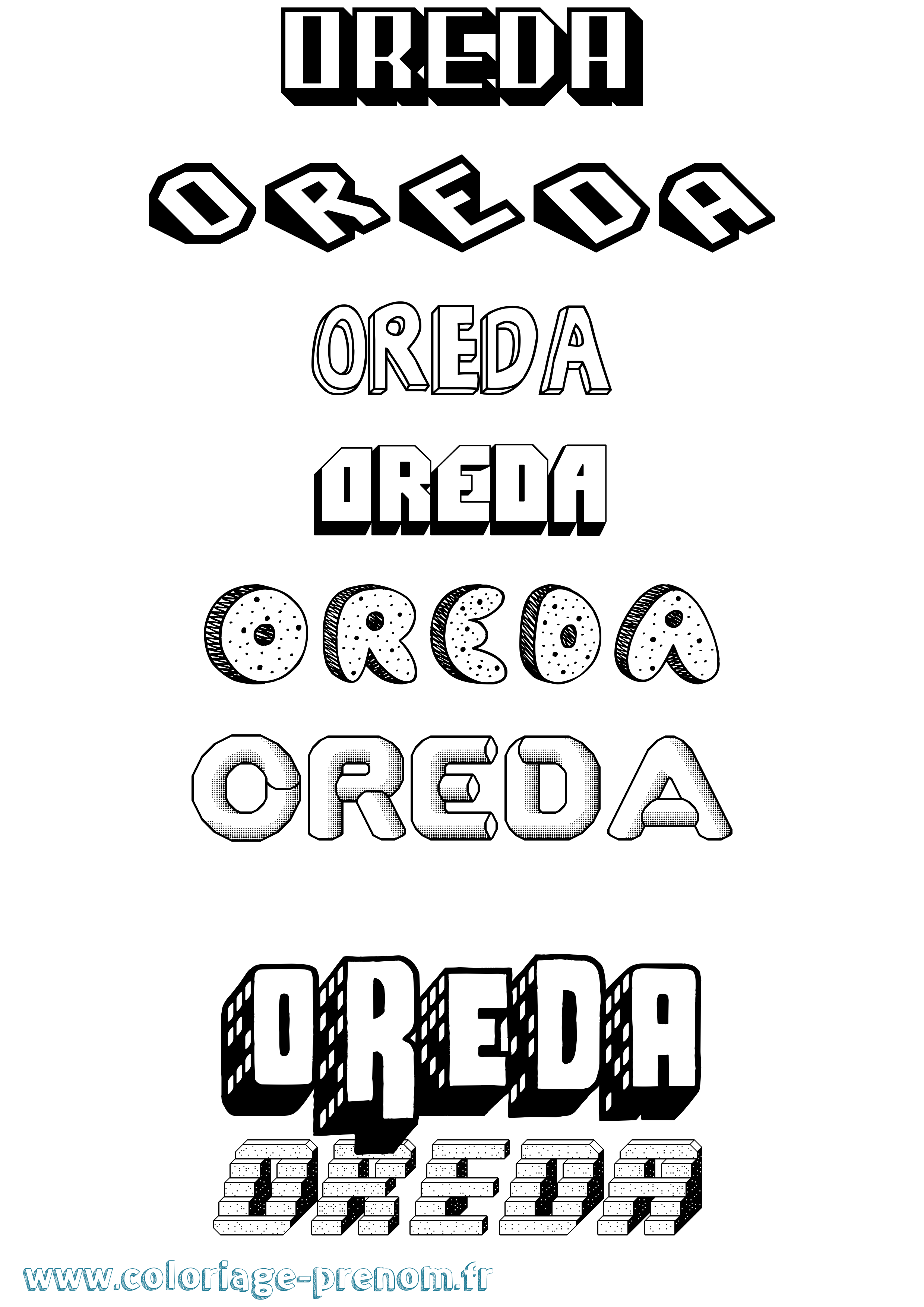 Coloriage Oreda Effet 3D Coloriage prénom Oreda Effet 3D