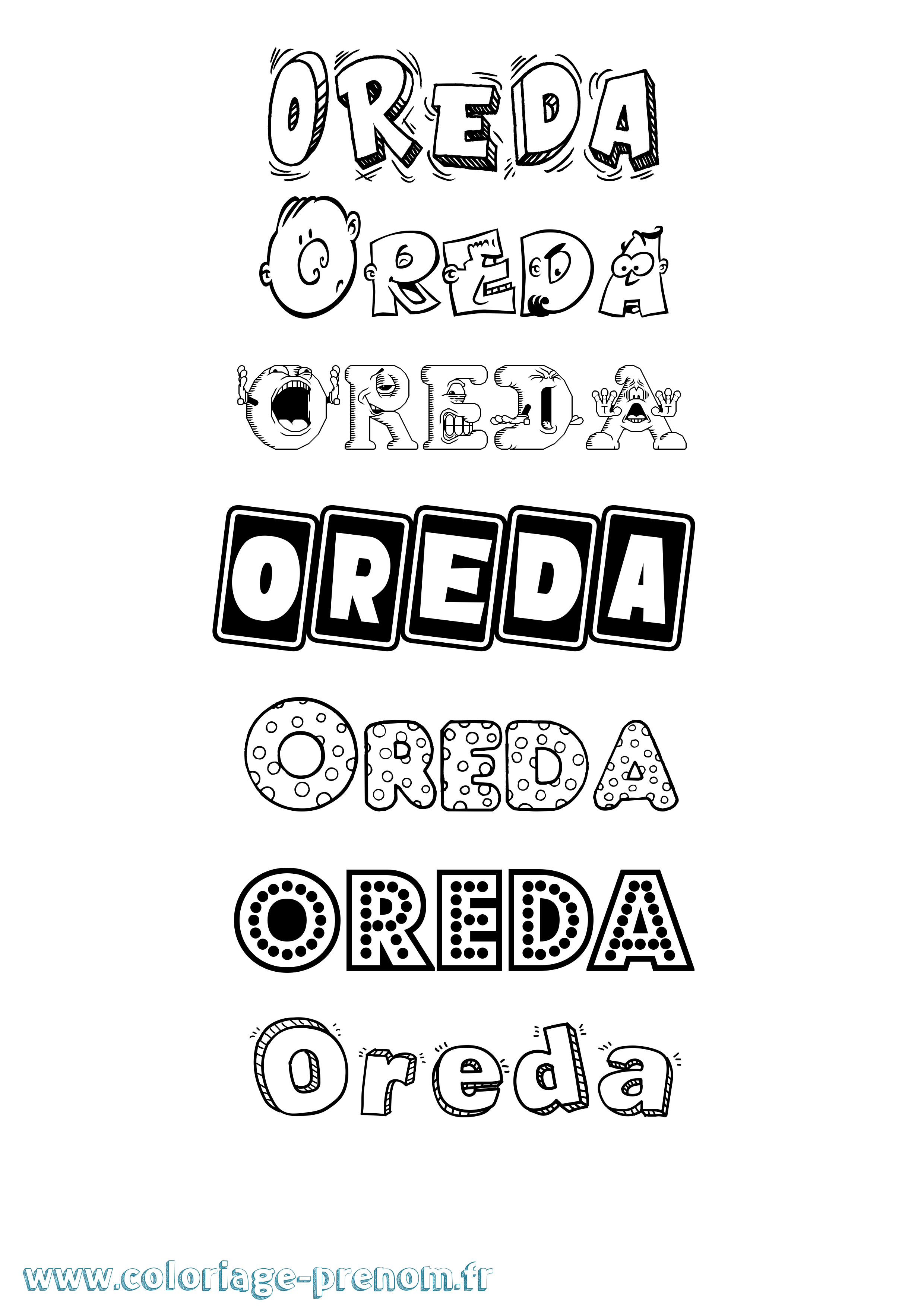Coloriage Oreda Fun Coloriage prénom Oreda Fun