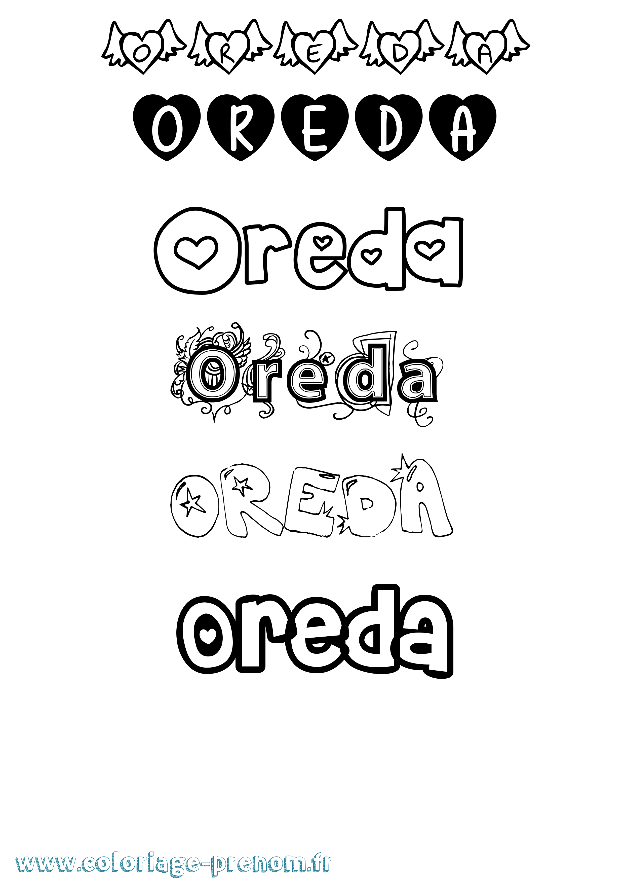 Coloriage Oreda Girly Coloriage prénom Oreda Girly