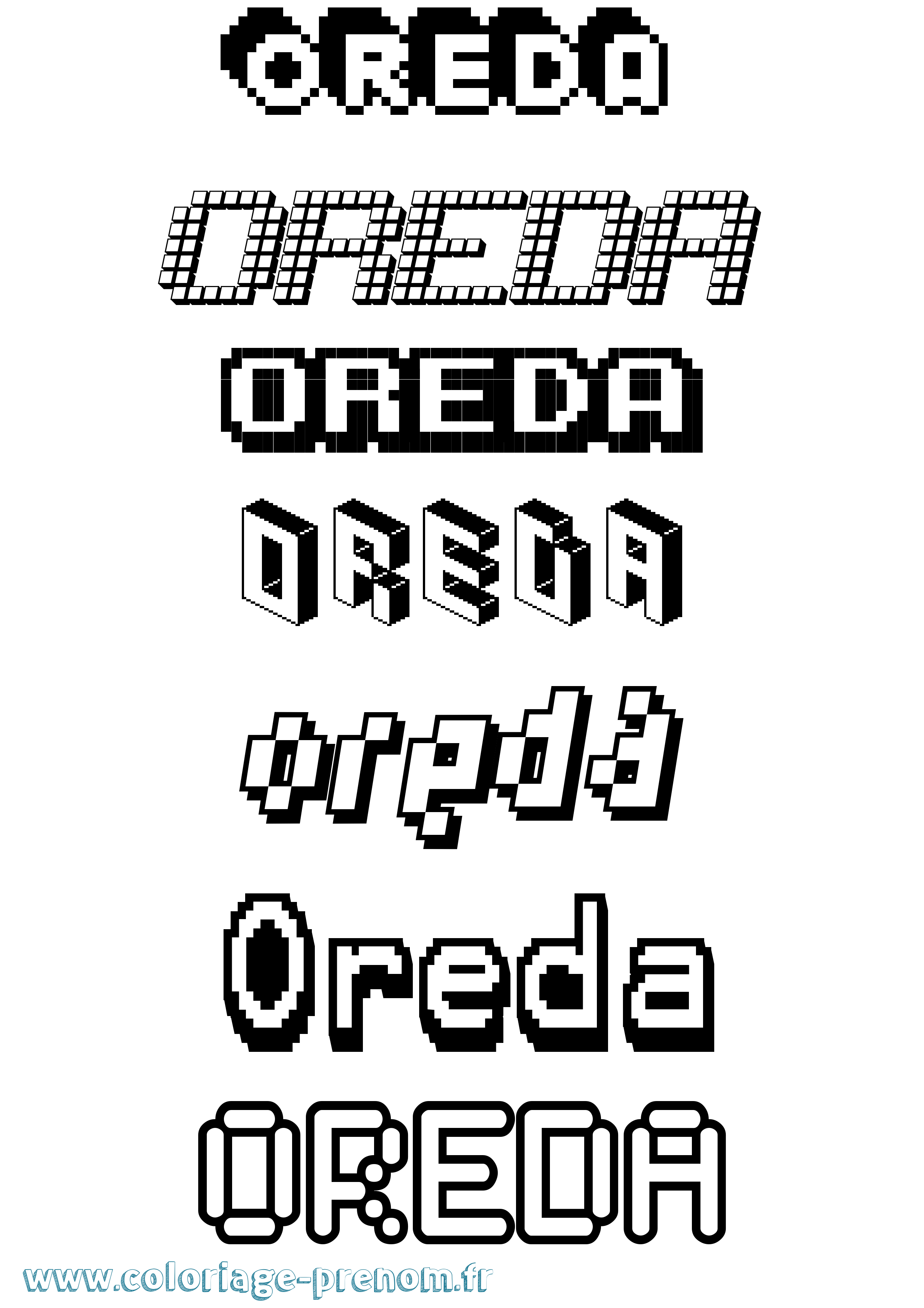Coloriage Oreda Pixel Coloriage prénom Oreda Pixel