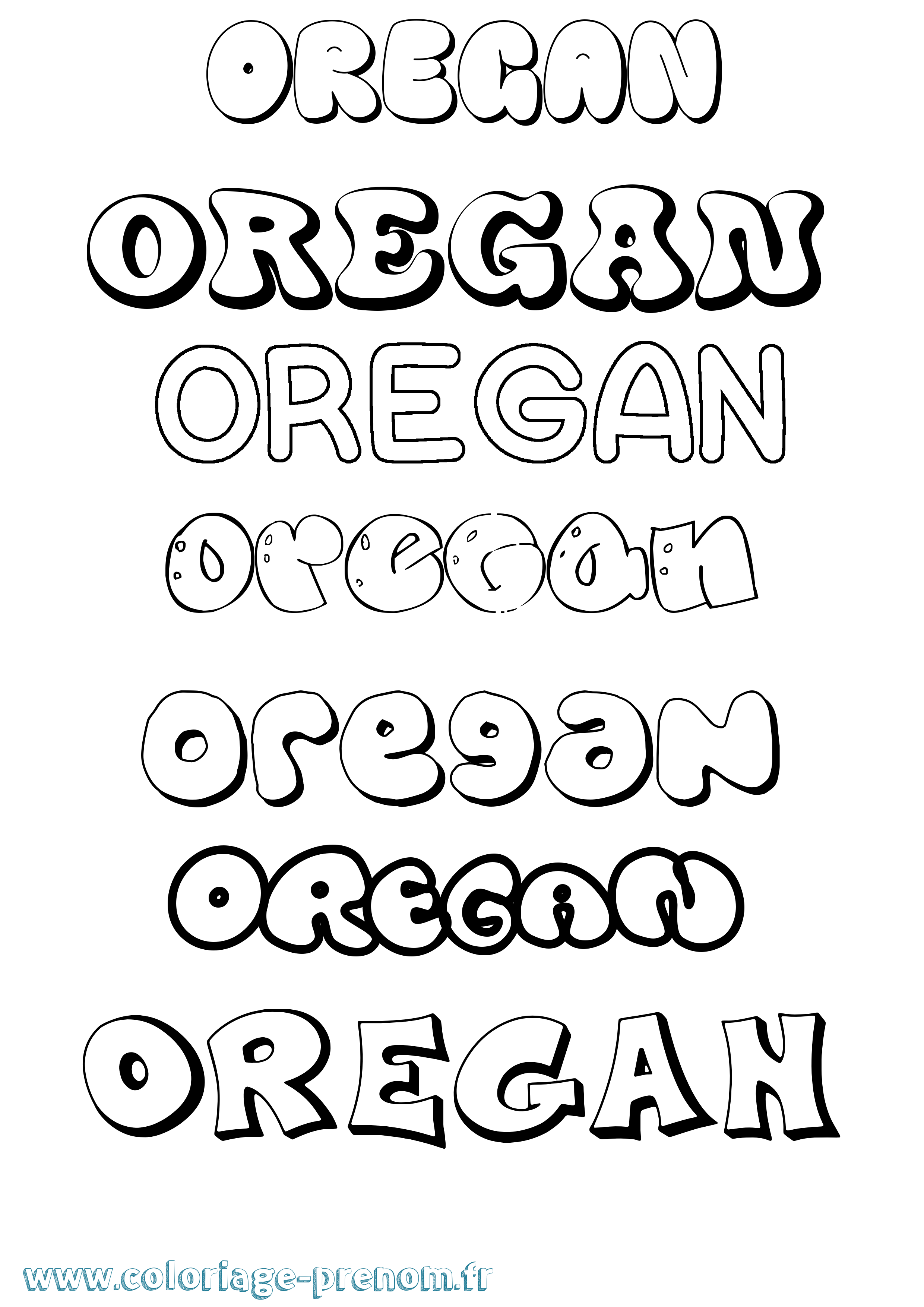 Coloriage Oregan Bubble Coloriage prénom Oregan Bubble
