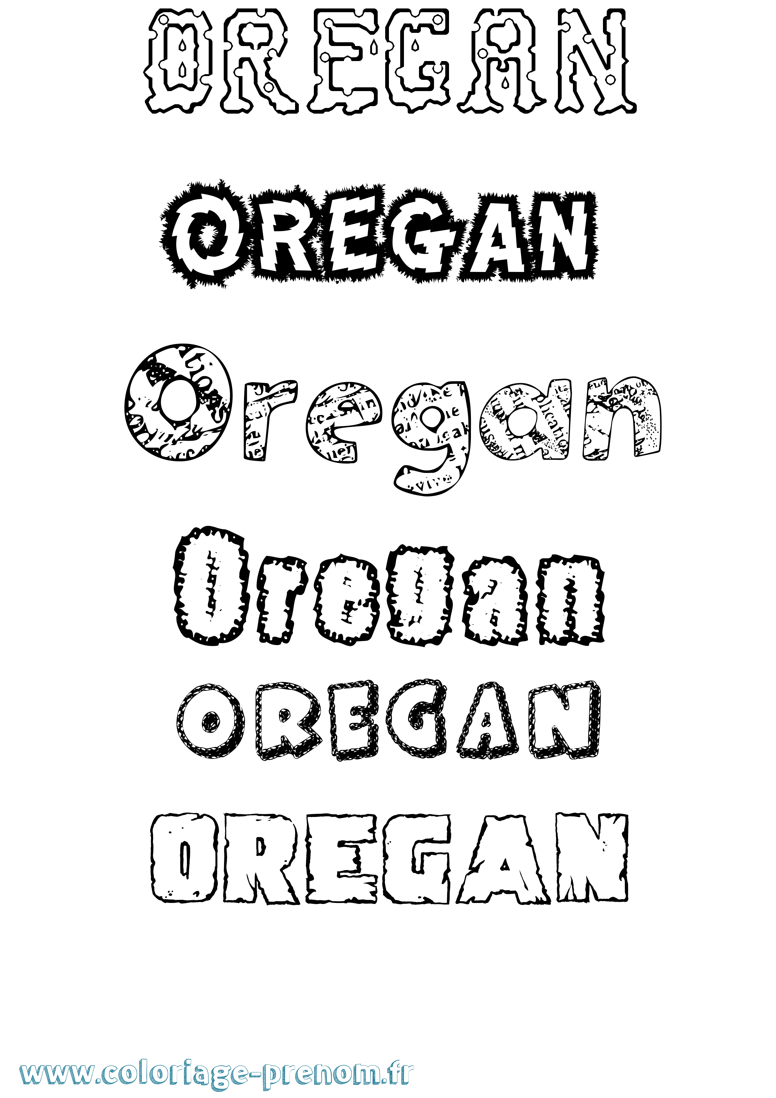 Coloriage Oregan Destructuré Coloriage prénom Oregan Destructuré