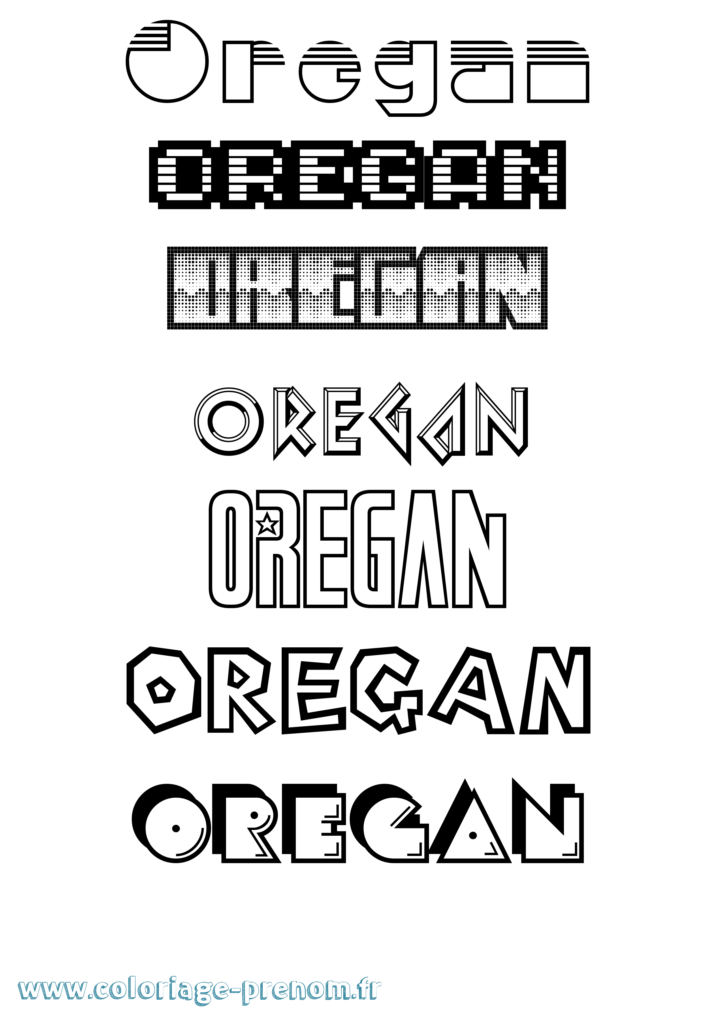 Coloriage Oregan Jeux Vidéos Coloriage prénom Oregan Jeux Vidéos