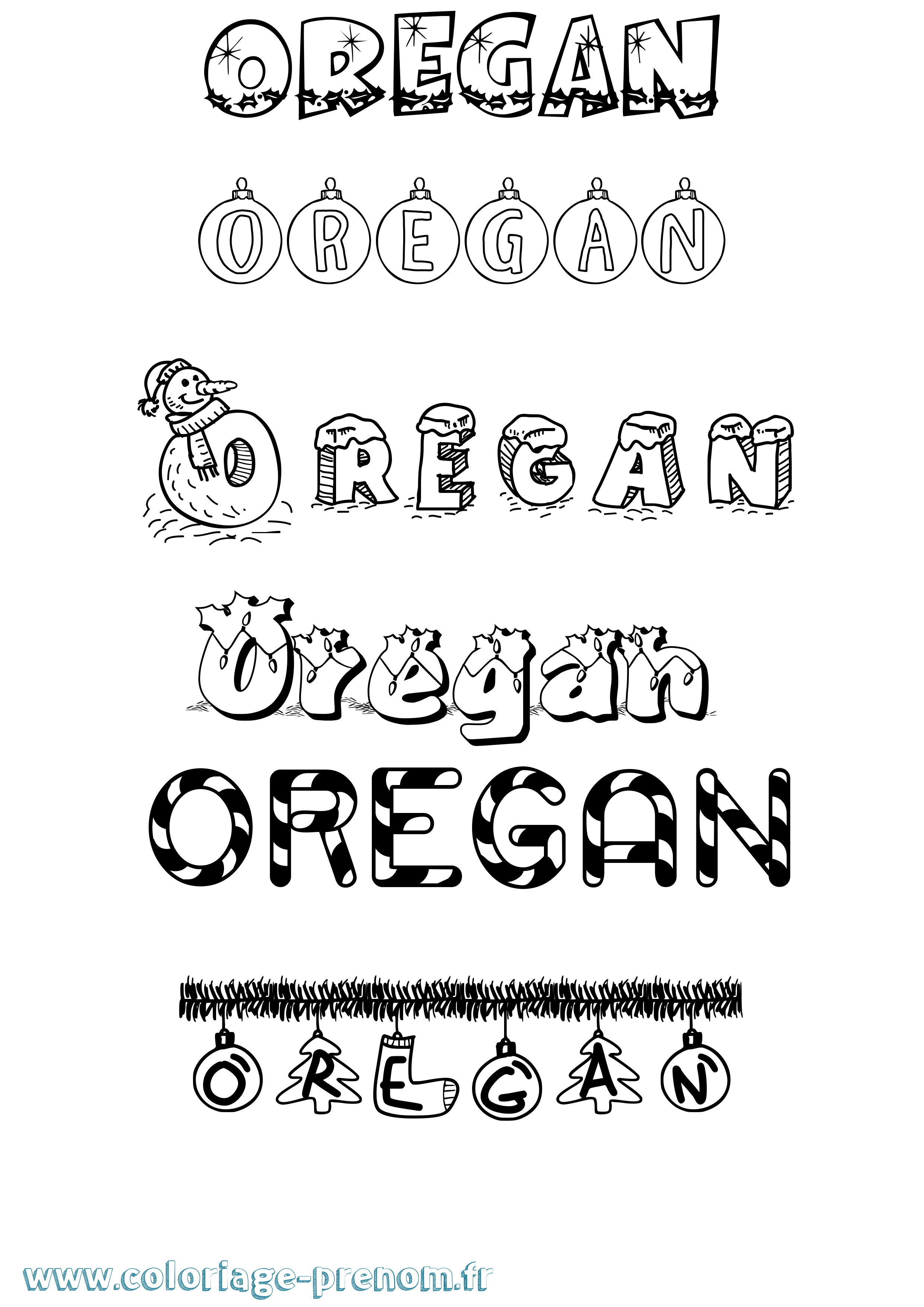 Coloriage Oregan Noël Coloriage prénom Oregan Noël