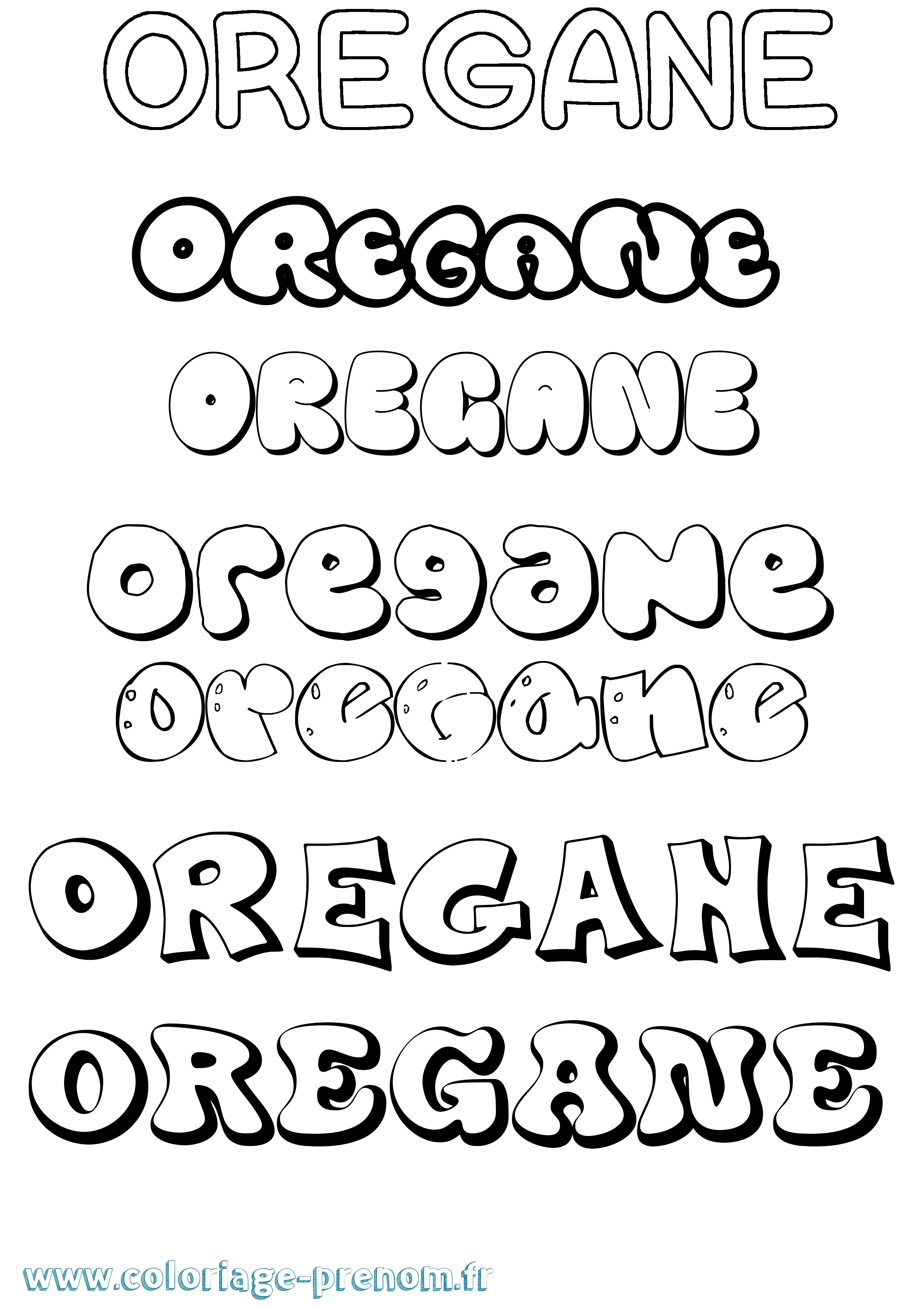 Coloriage Oregane Bubble Coloriage prénom Oregane Bubble