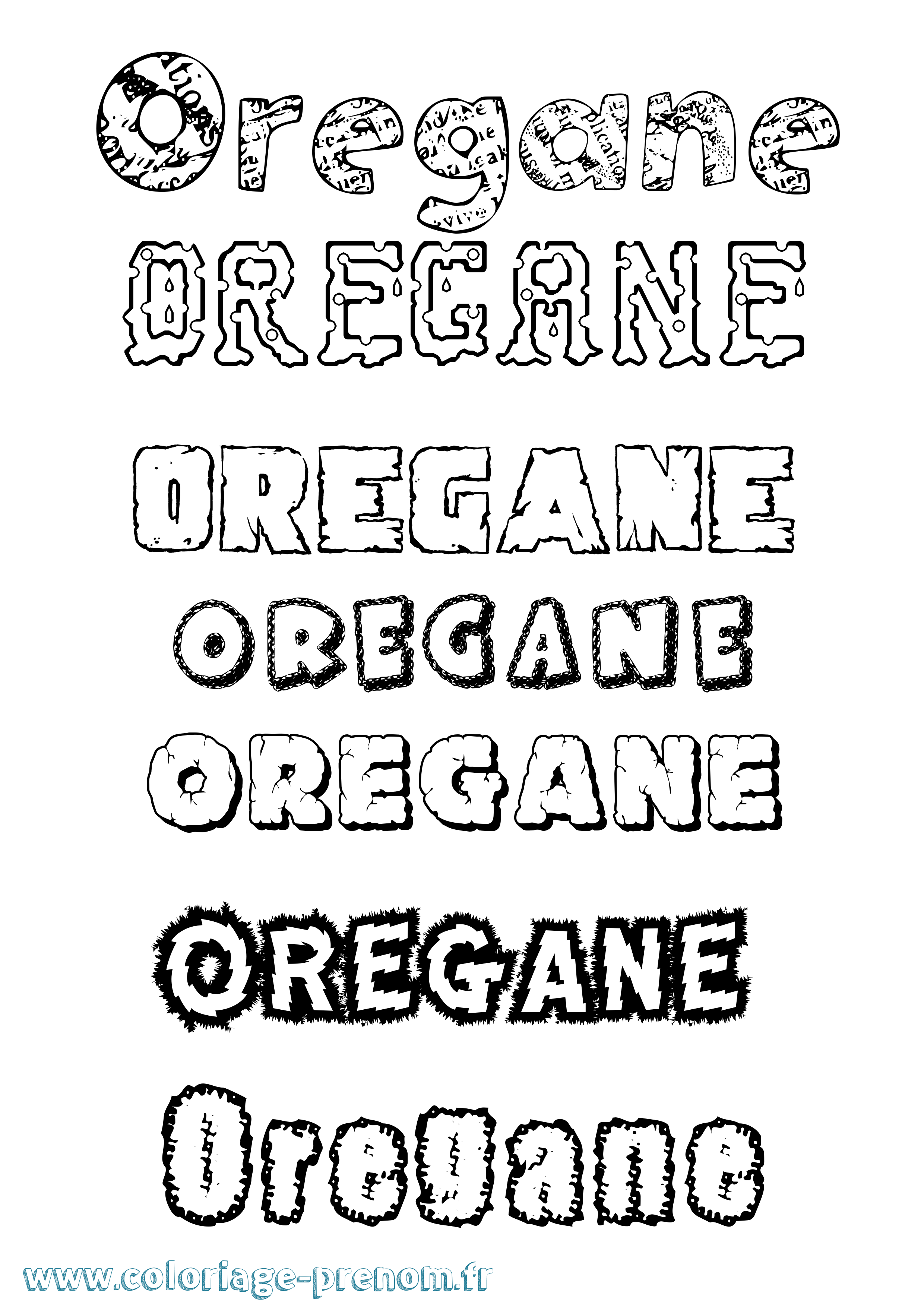 Coloriage Oregane Destructuré Coloriage prénom Oregane Destructuré