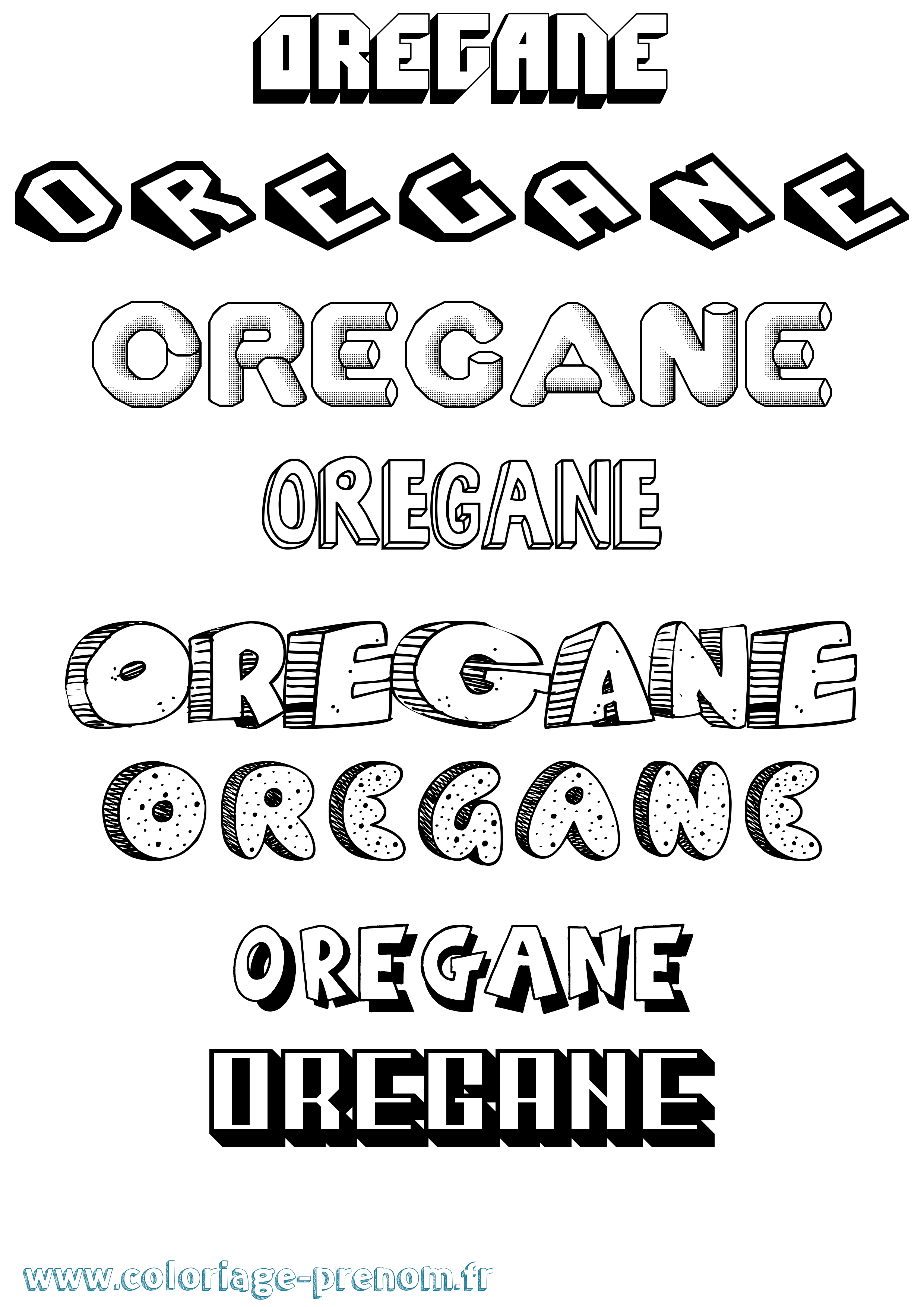 Coloriage Oregane Effet 3D Coloriage prénom Oregane Effet 3D
