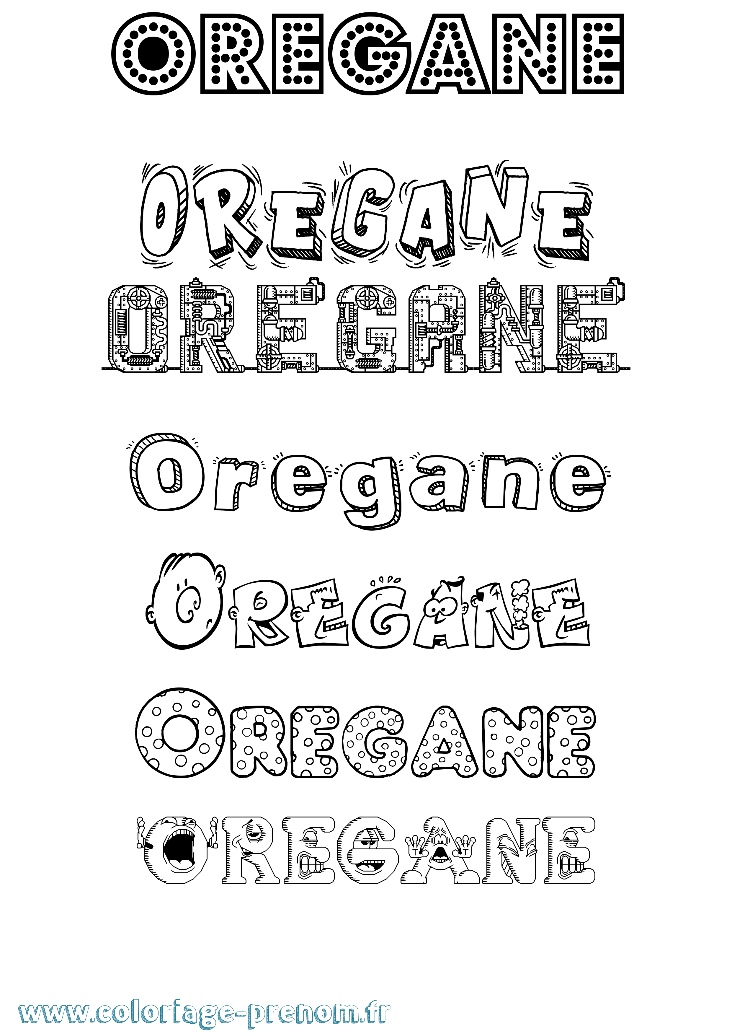 Coloriage Oregane Fun Coloriage prénom Oregane Fun