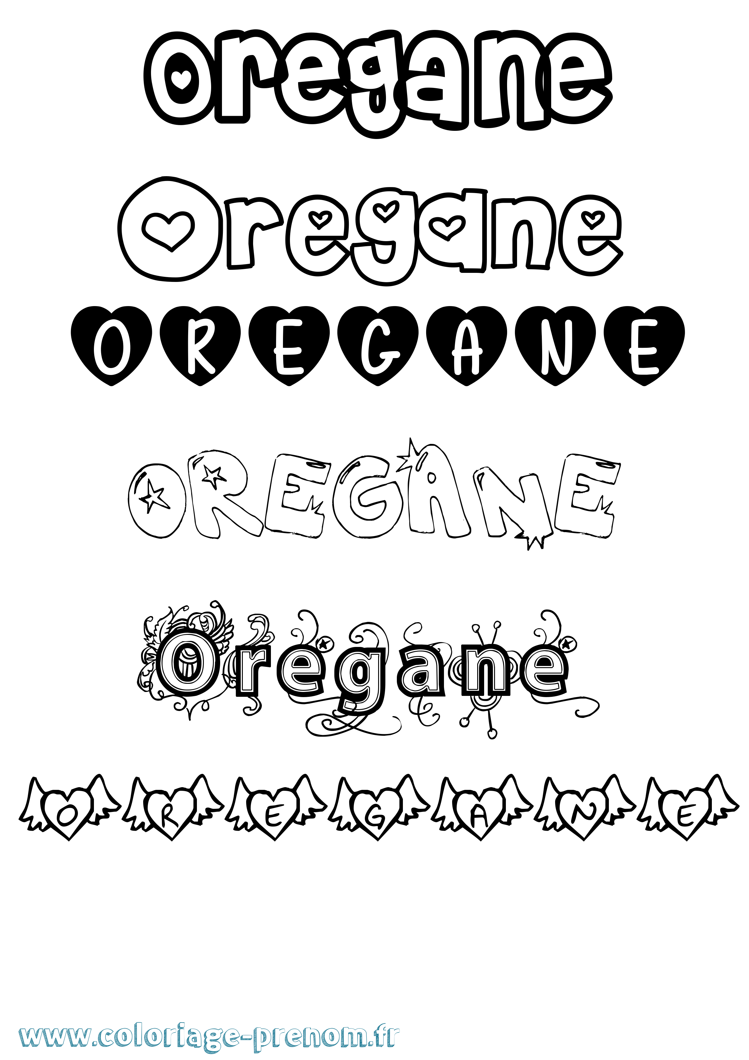 Coloriage Oregane Girly Coloriage prénom Oregane Girly