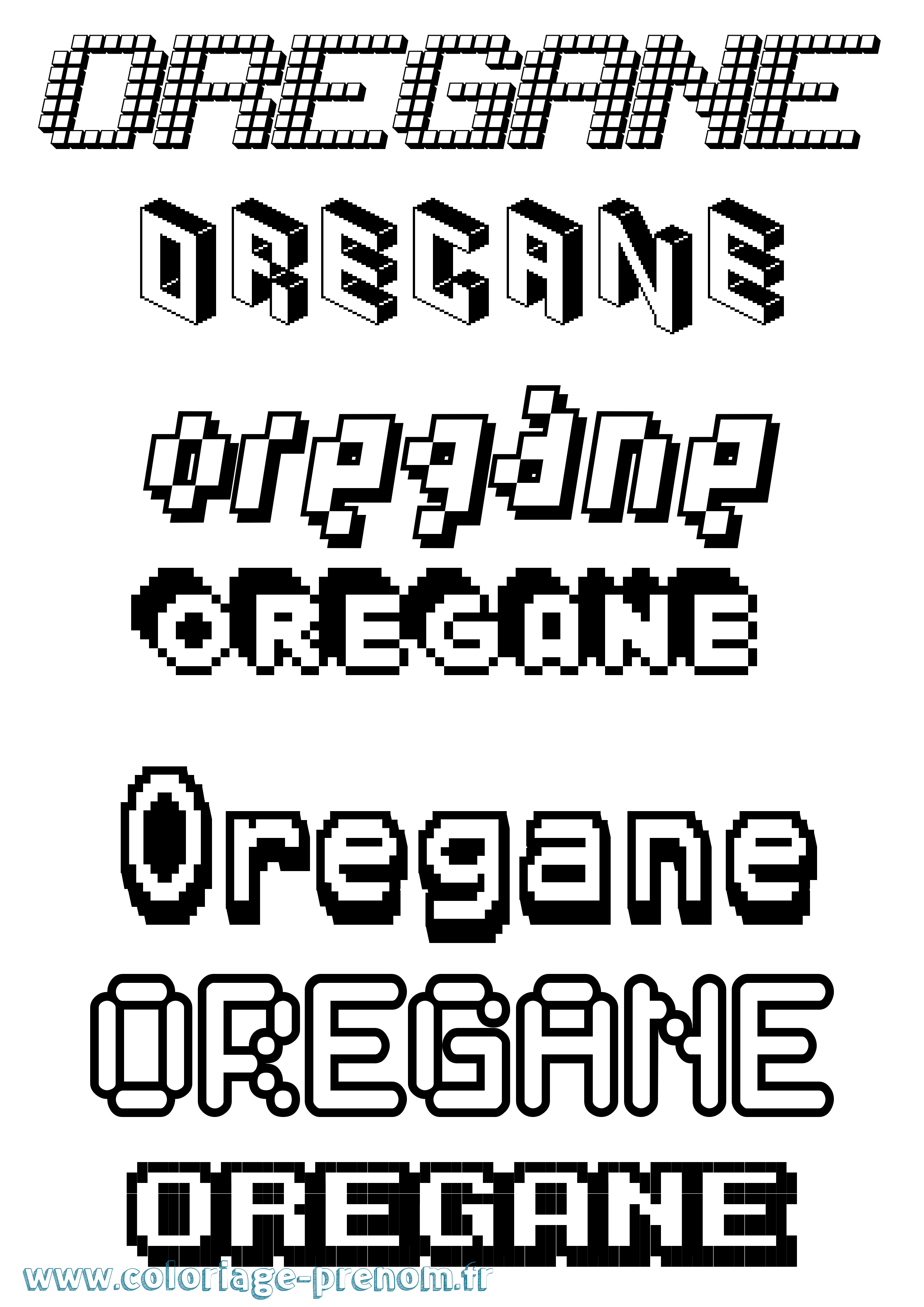 Coloriage Oregane Pixel Coloriage prénom Oregane Pixel