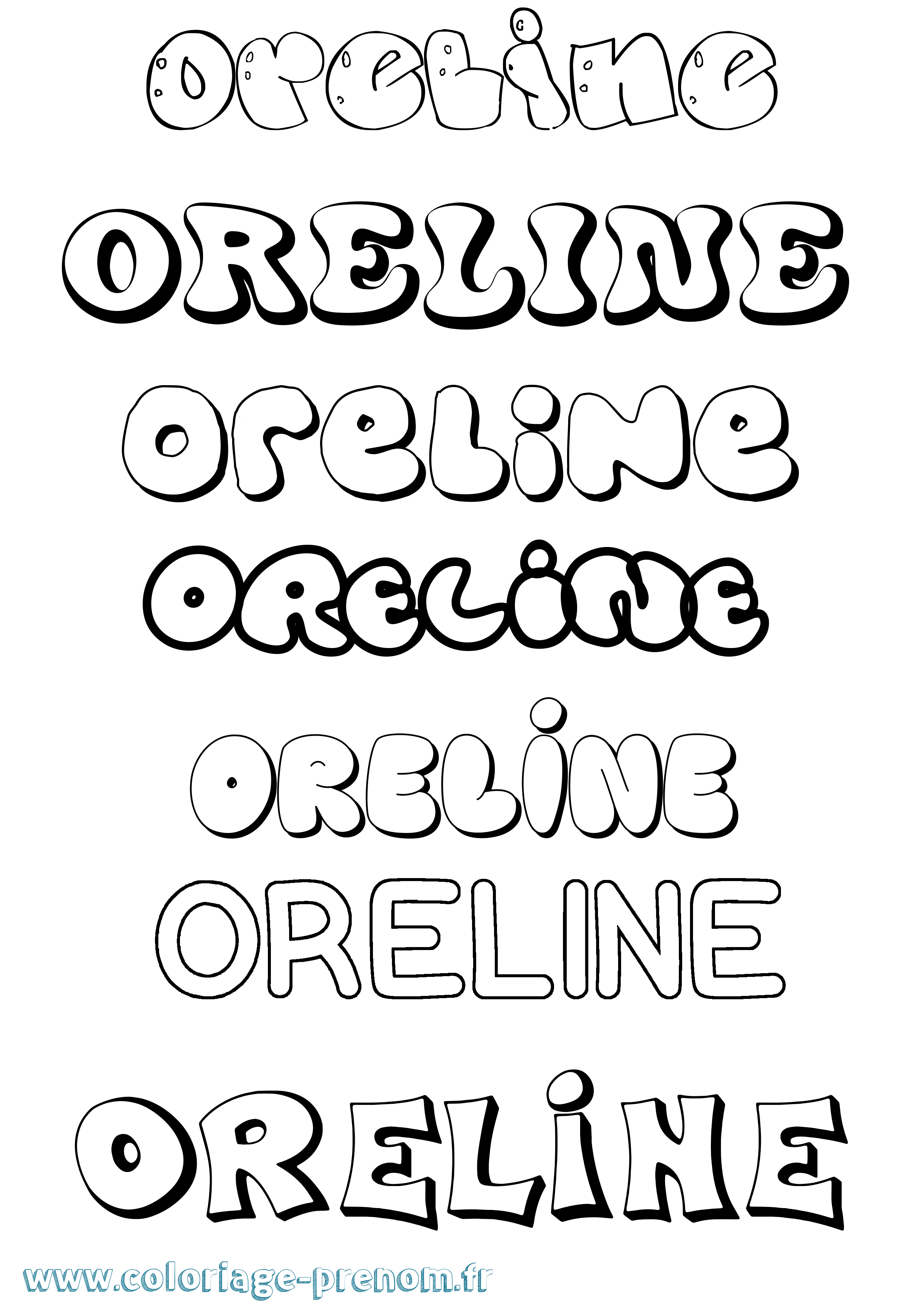Coloriage Oreline Bubble Coloriage prénom Oreline Bubble