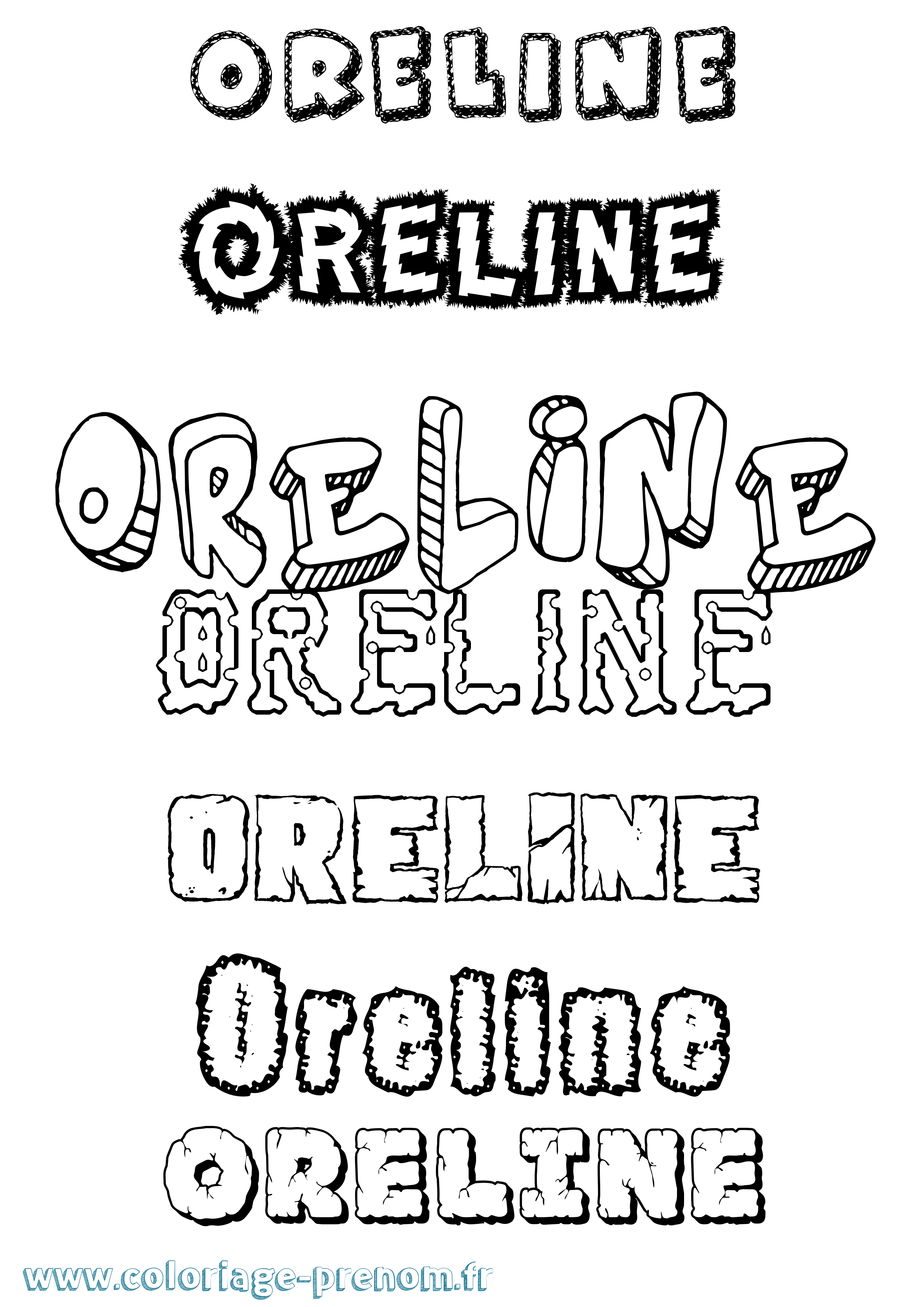 Coloriage Oreline Destructuré Coloriage prénom Oreline Destructuré