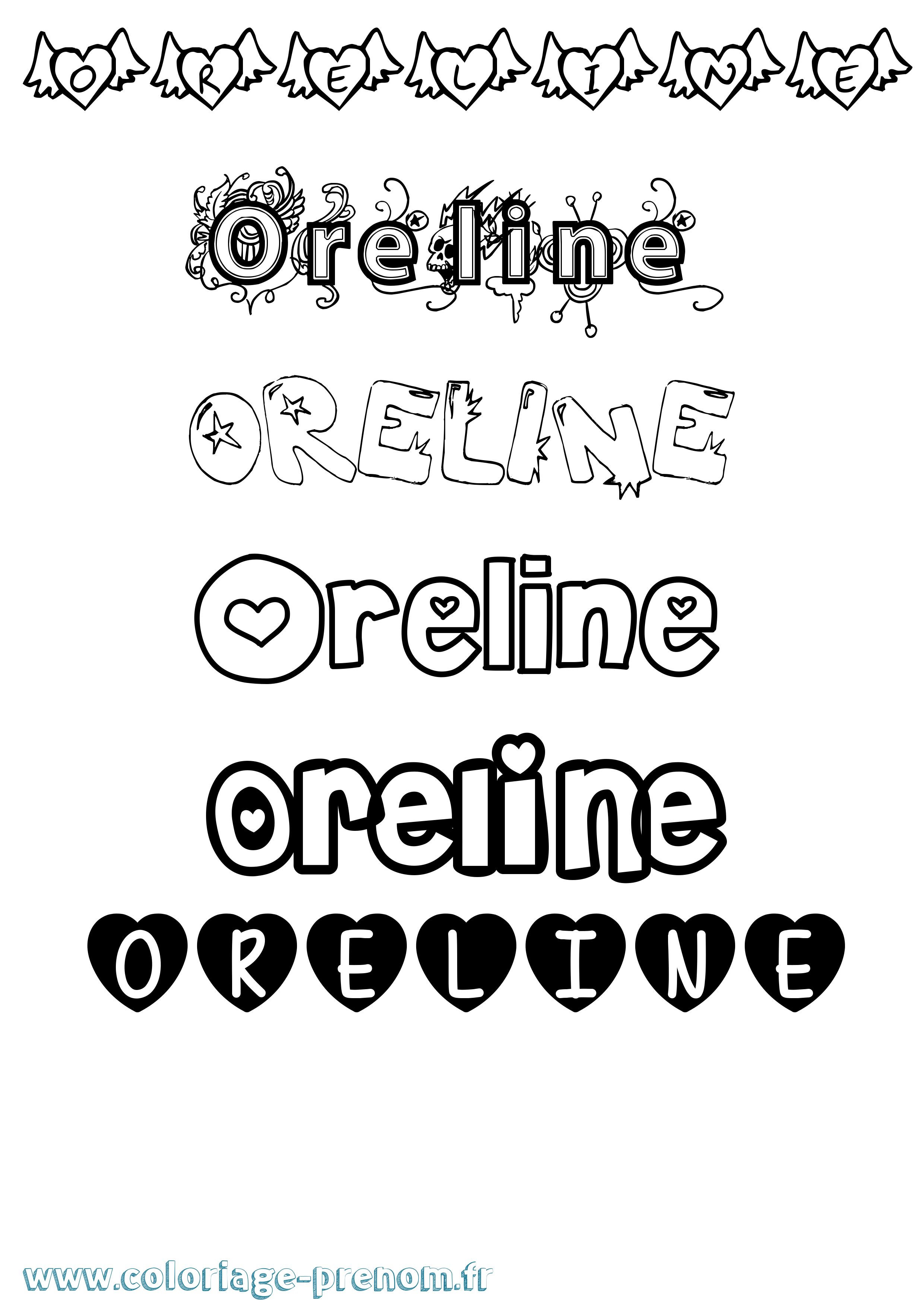 Coloriage Oreline Girly Coloriage prénom Oreline Girly