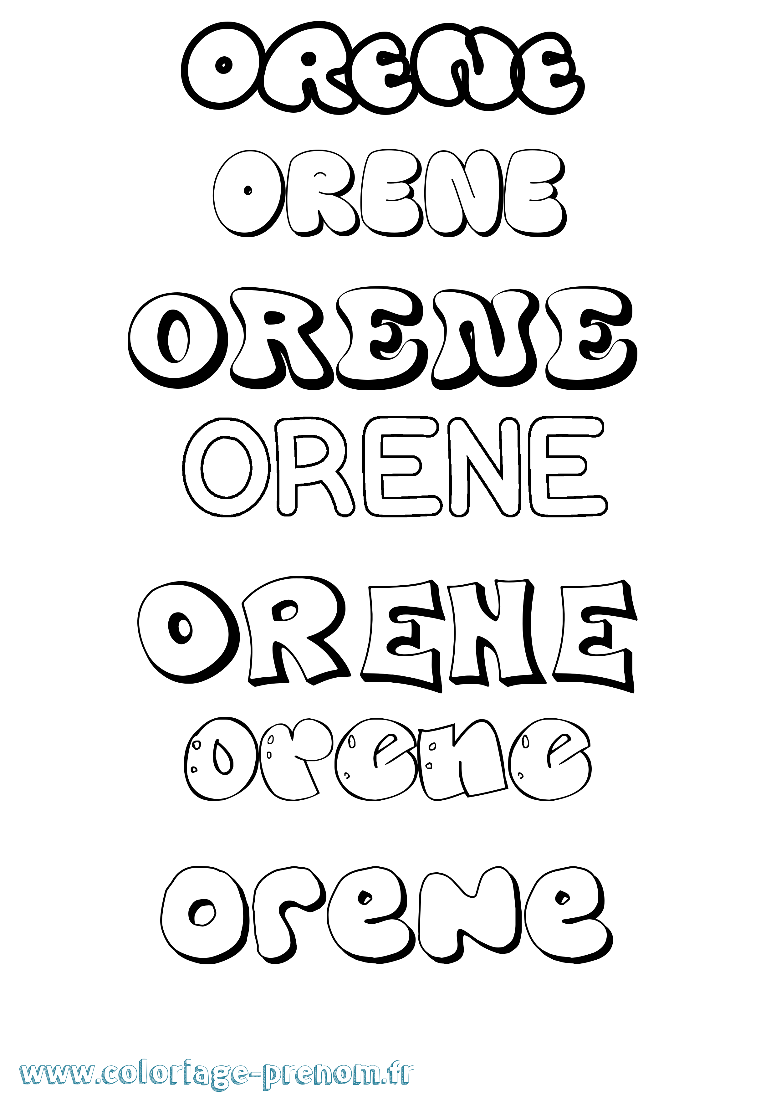 Coloriage Orene Bubble Coloriage prénom Orene Bubble