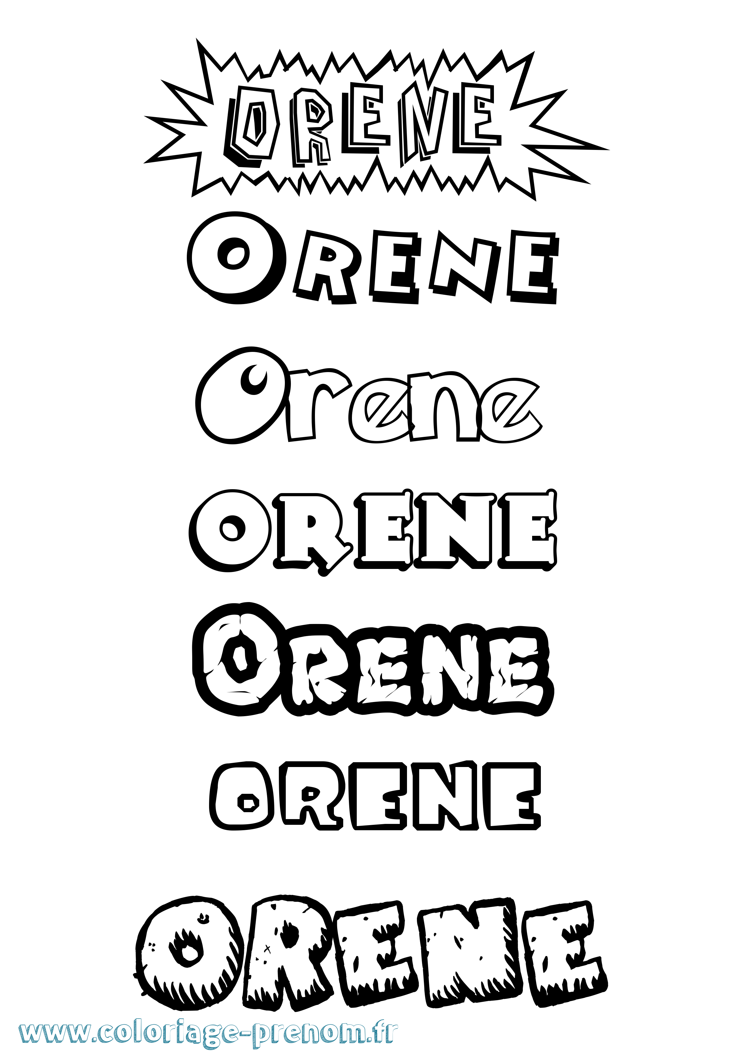 Coloriage Orene Dessin Animé Coloriage prénom Orene Dessin Animé