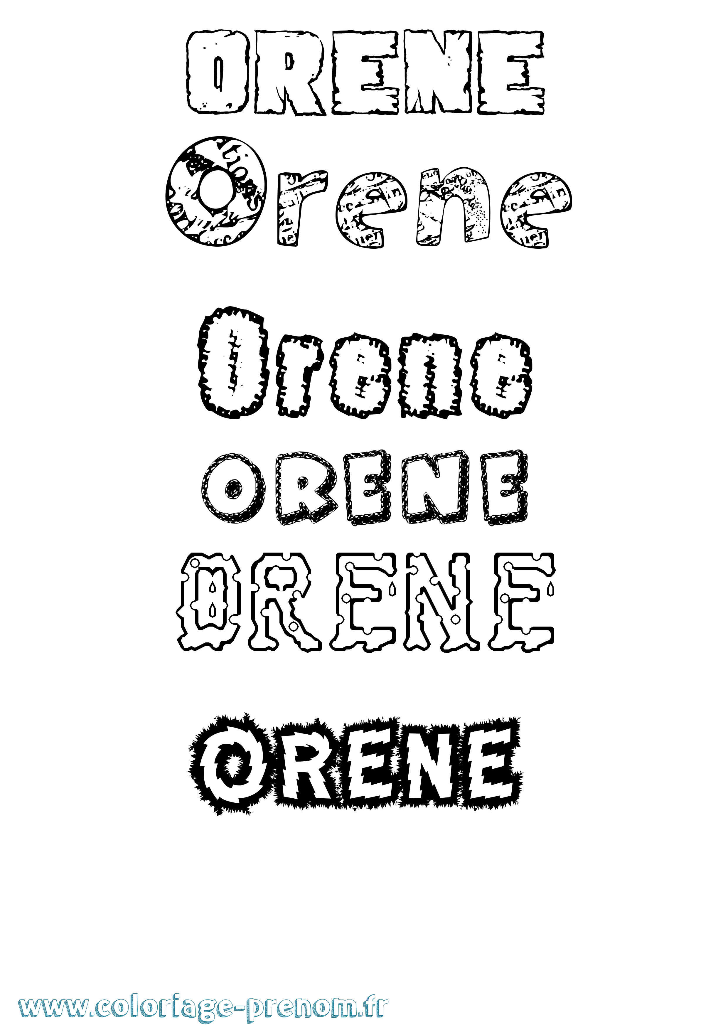 Coloriage Orene Destructuré Coloriage prénom Orene Destructuré