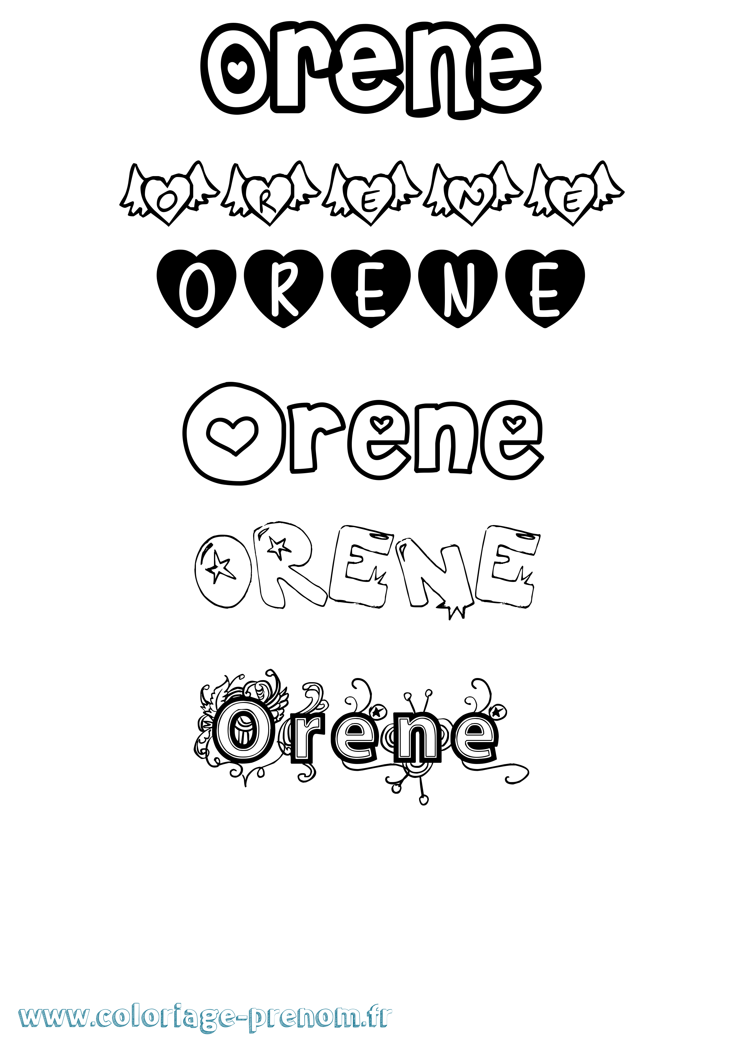 Coloriage Orene Girly Coloriage prénom Orene Girly