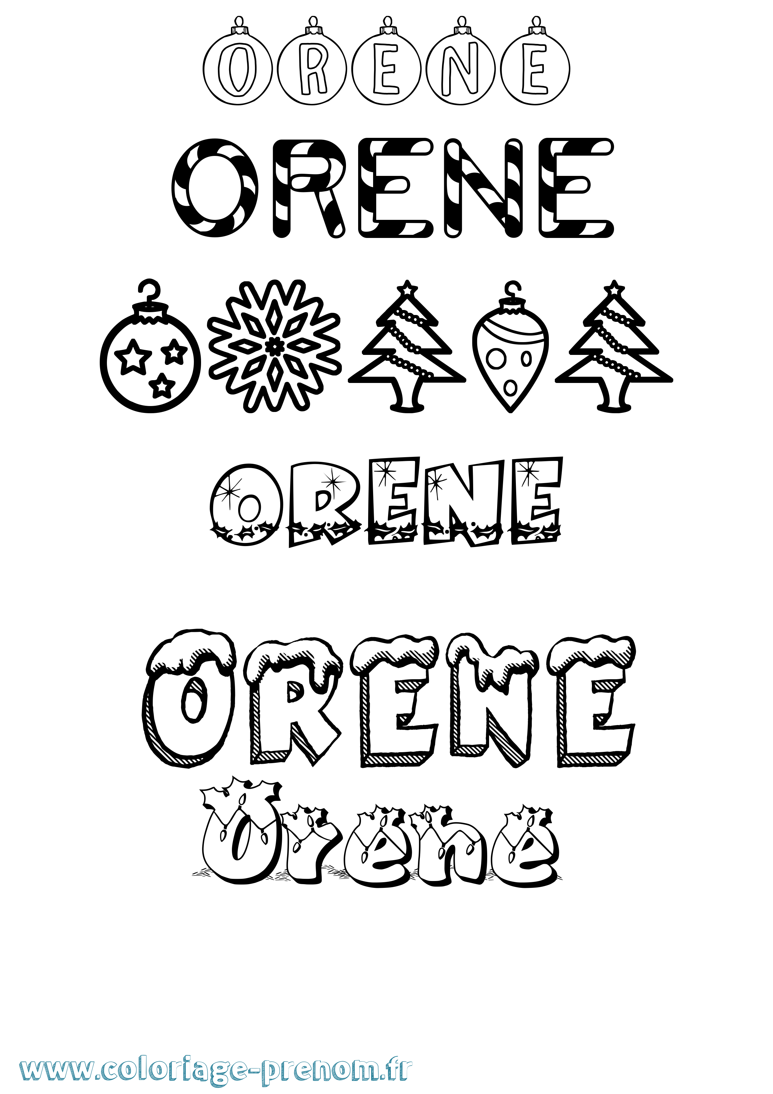 Coloriage Orene Noël Coloriage prénom Orene Noël