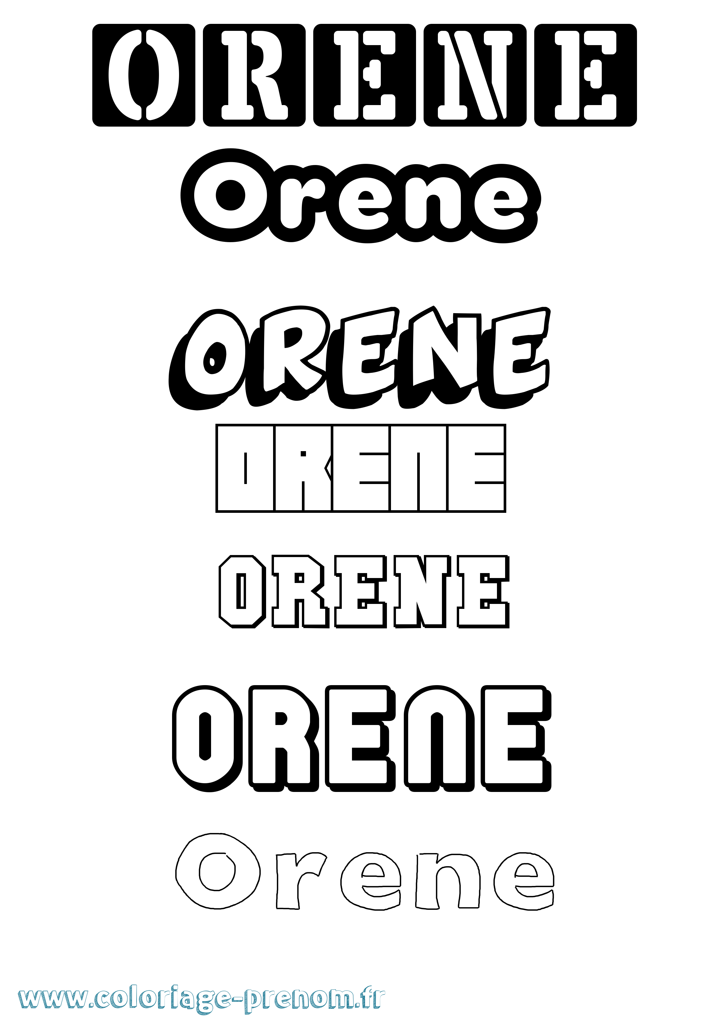 Coloriage Orene Simple Coloriage prénom Orene Simple