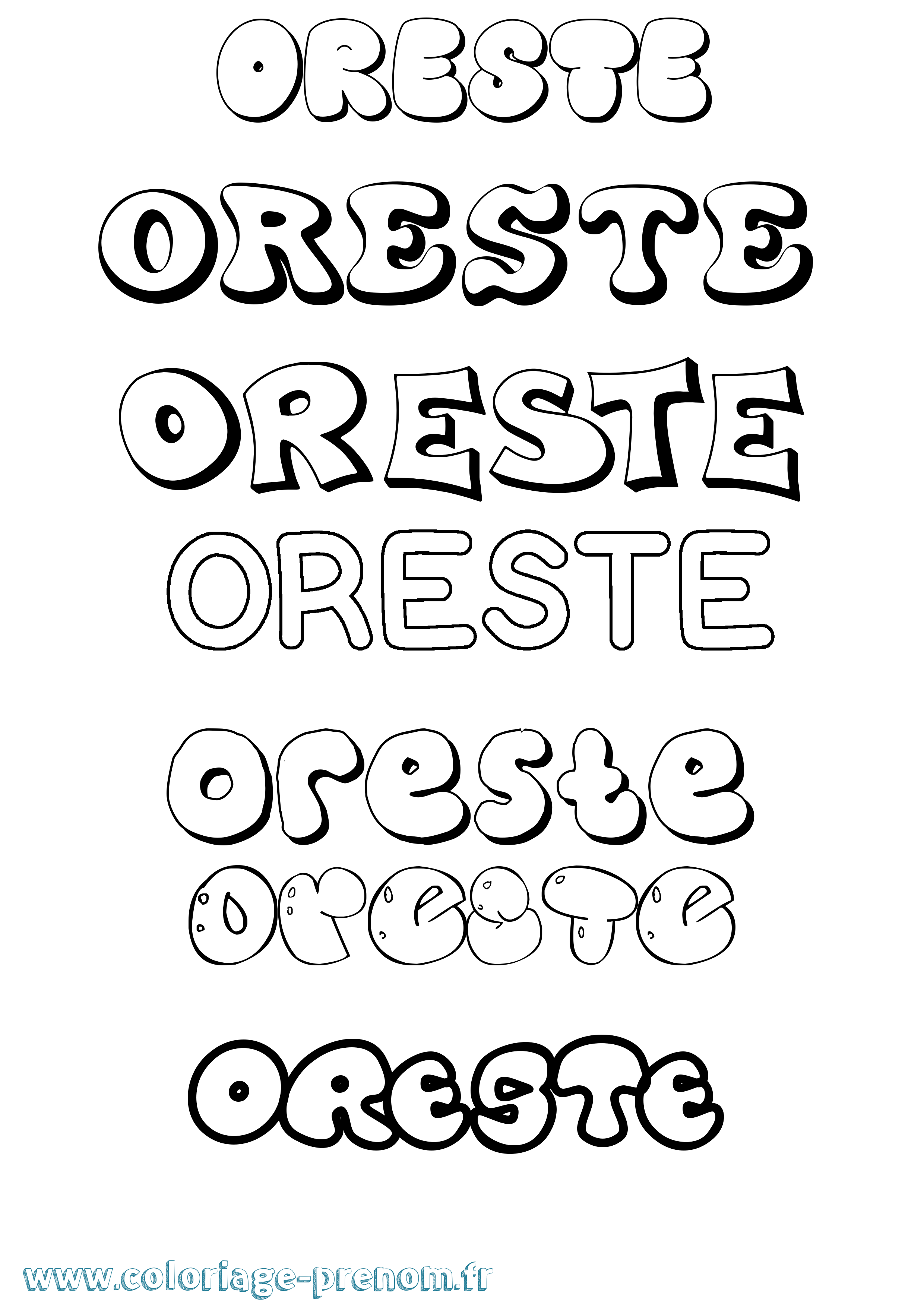 Coloriage Oreste Bubble Coloriage prénom Oreste Bubble