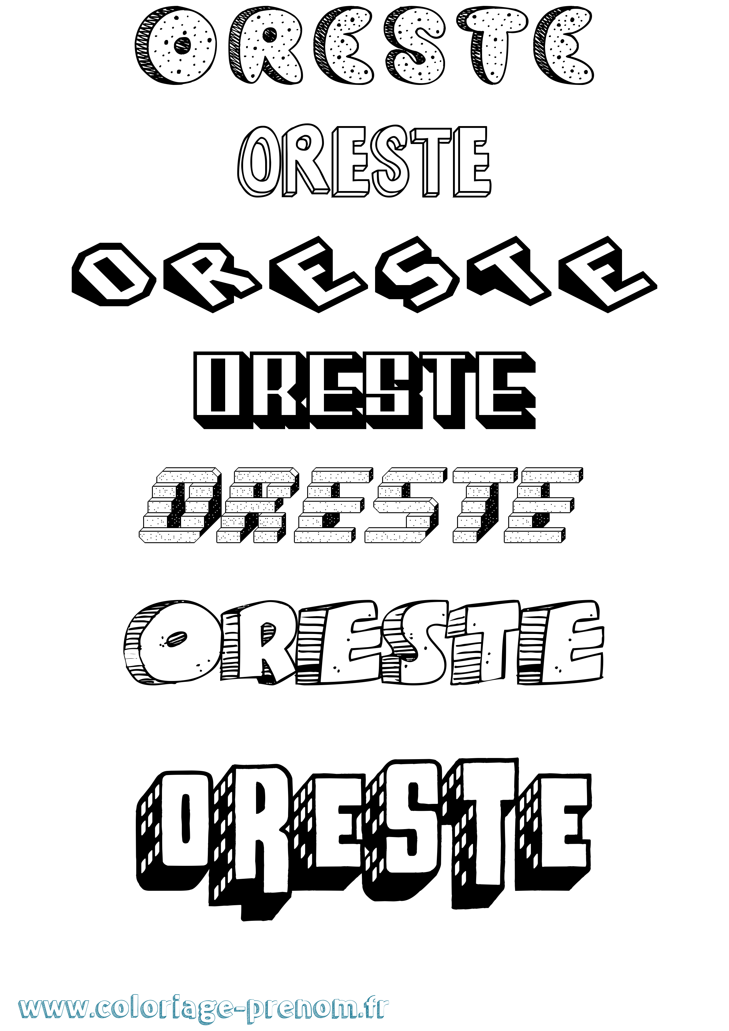 Coloriage Oreste Effet 3D Coloriage prénom Oreste Effet 3D