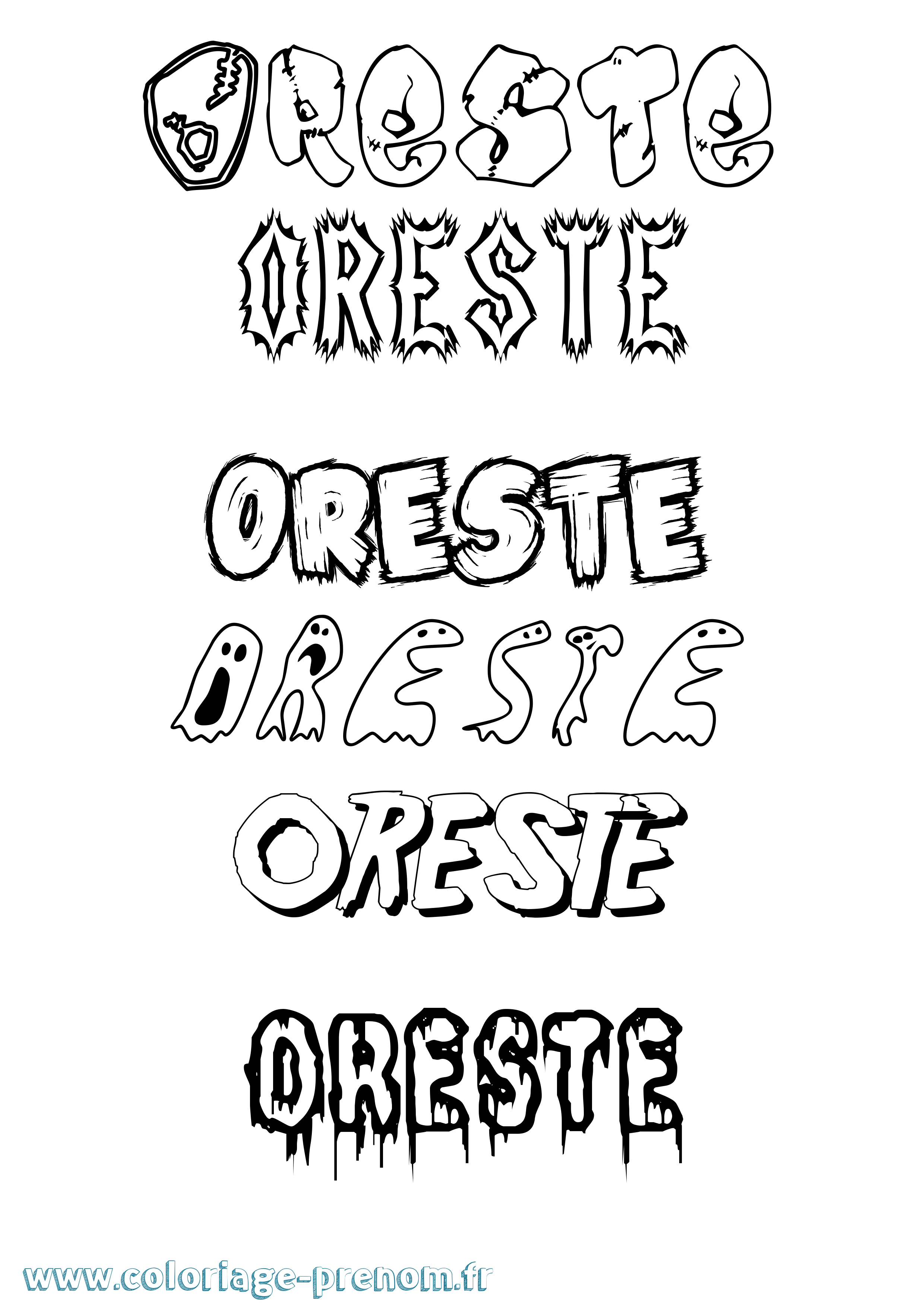 Coloriage Oreste Frisson Coloriage prénom Oreste Frisson