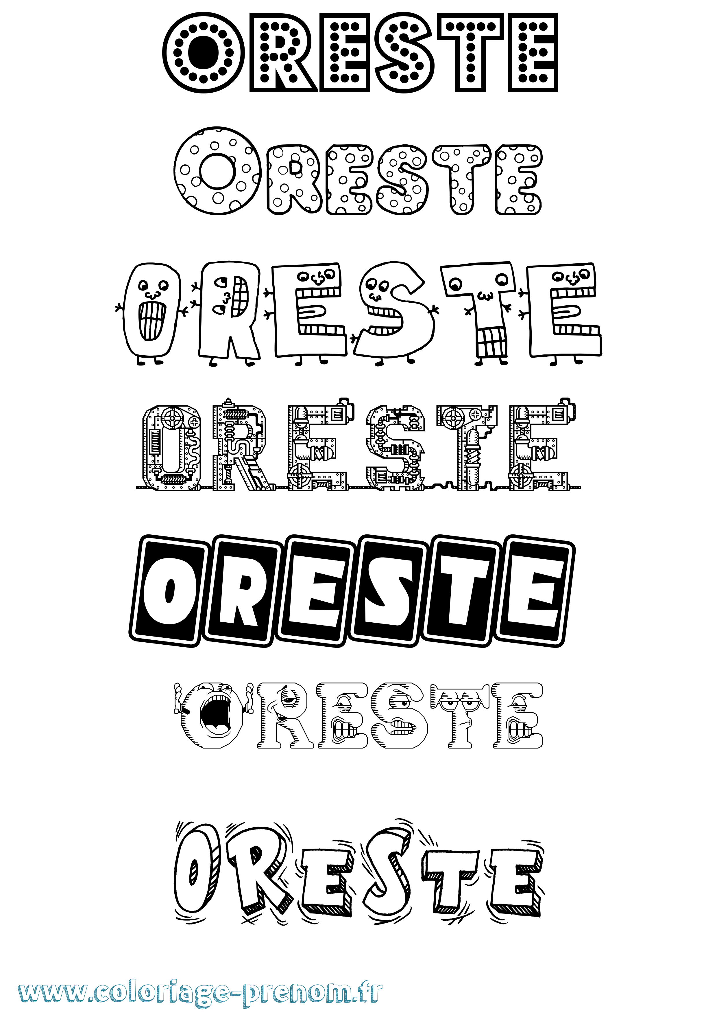 Coloriage Oreste Fun Coloriage prénom Oreste Fun