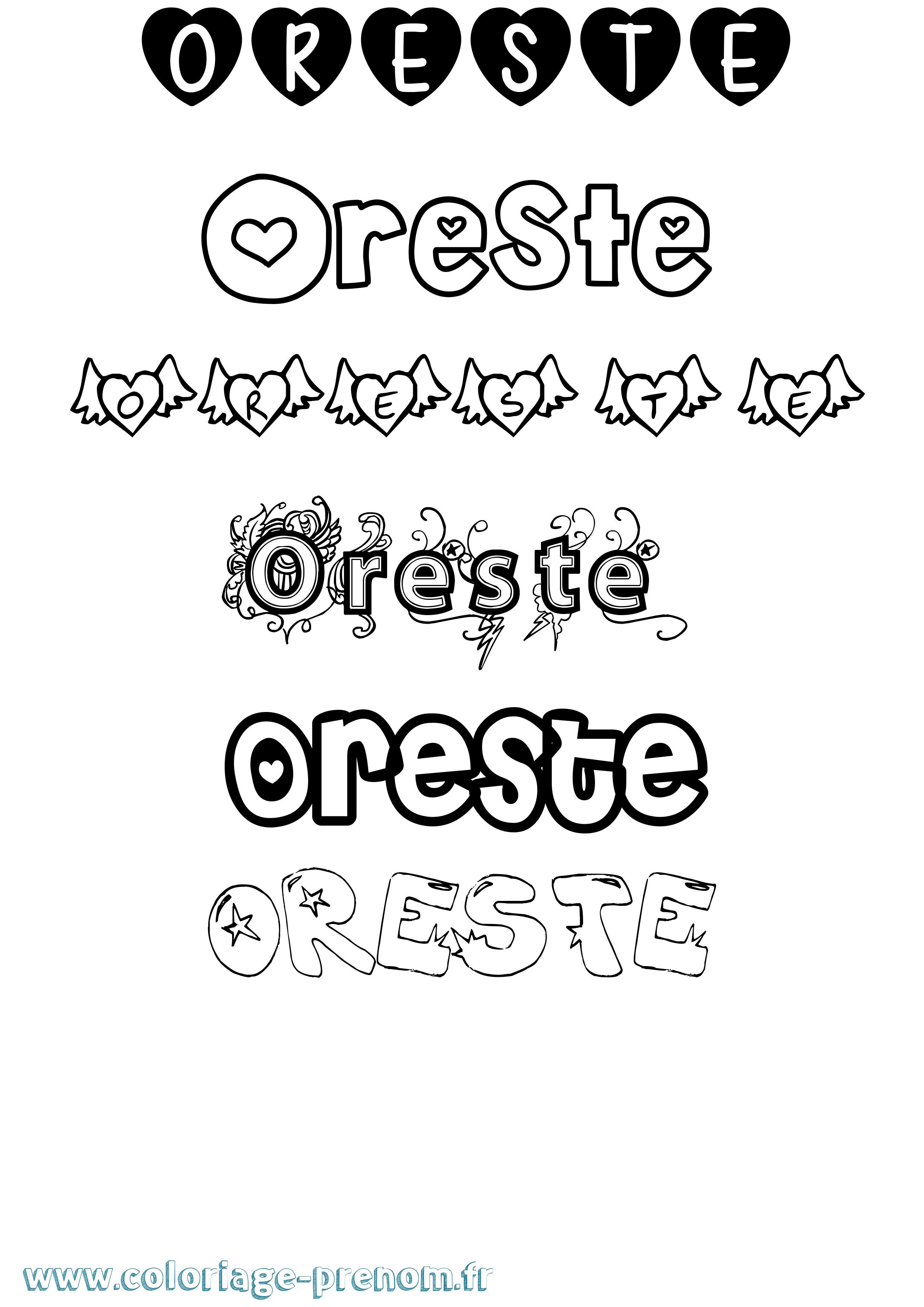 Coloriage Oreste Girly Coloriage prénom Oreste Girly